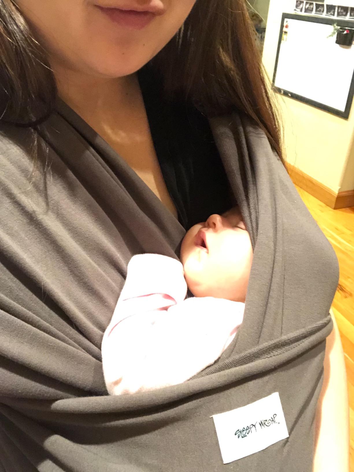 Sleepy Wrap Baby Carrier Wrap for Infants 7-35lbs, Lightweight, Dark Gray | Soft & Stretchy Baby Wrap Carrier for Newborns to Toddler, Hip-Healthy, Hands-Free Baby Wearing Wrap for Postpartum Support customer photo 1