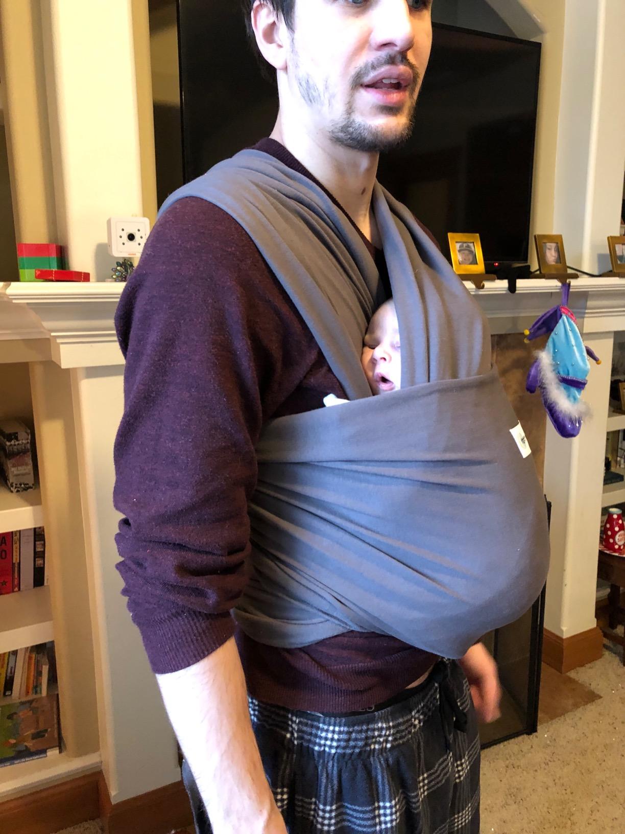Sleepy Wrap Baby Carrier Wrap for Infants 7-35lbs, Lightweight, Dark Gray | Soft & Stretchy Baby Wrap Carrier for Newborns to Toddler, Hip-Healthy, Hands-Free Baby Wearing Wrap for Postpartum Support customer photo 2