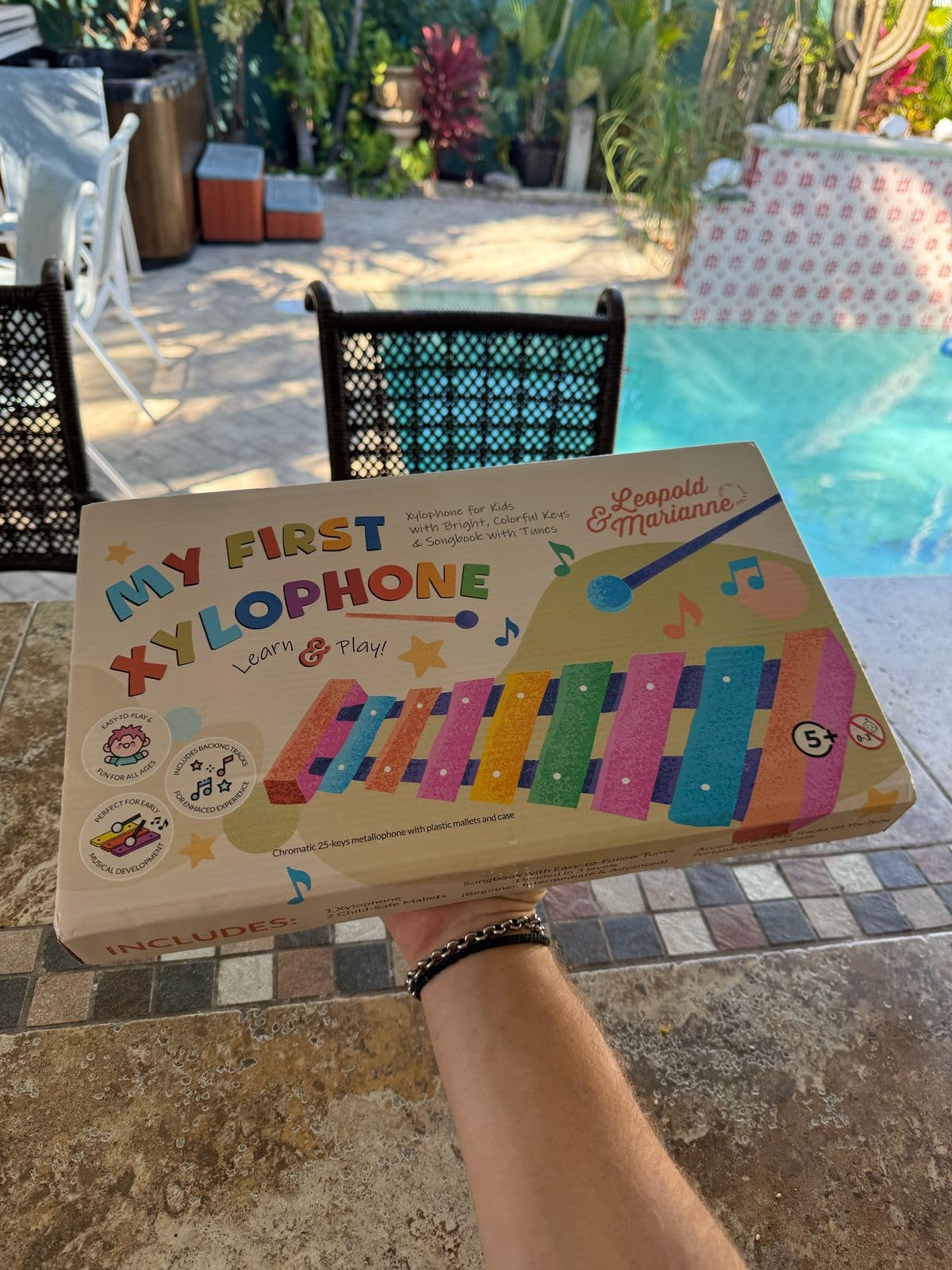 Glockenspiel Xylophone for Kids, 25 Notes Chromatic Musical Instrument Toy with Songbook & Play-Along Videos, Color-Coded Metal Keys, Carry Case & Mallets for Toddlers & Preschoolers customer photo 2