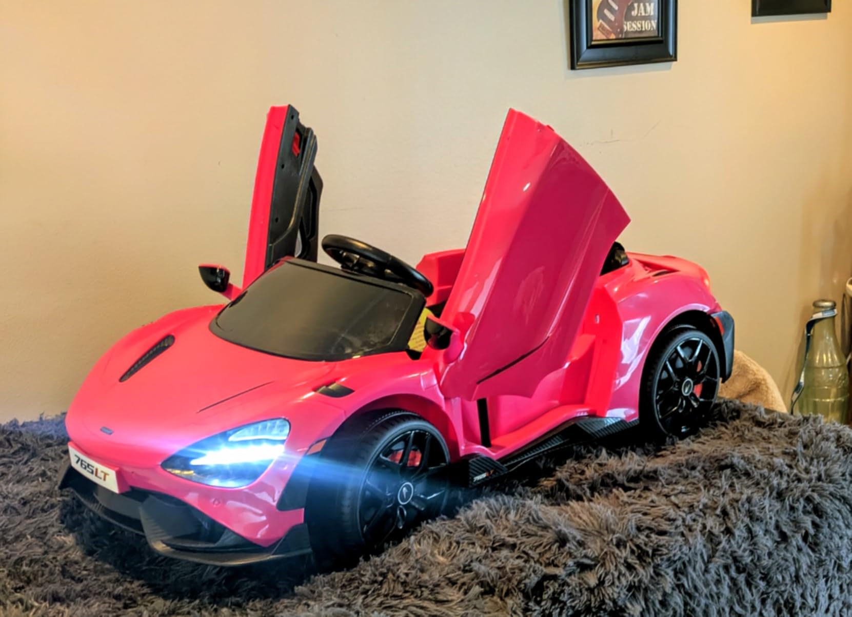 Kids Ride-on Car Licensed McLaren765LT for 3-6 Years Old, Electric Car 12V Battery Powered Electric Vehicle, w/Parent Remote, Music Player, LED Lights, Smooth Start, 3 Speeds, Pink customer photo 2