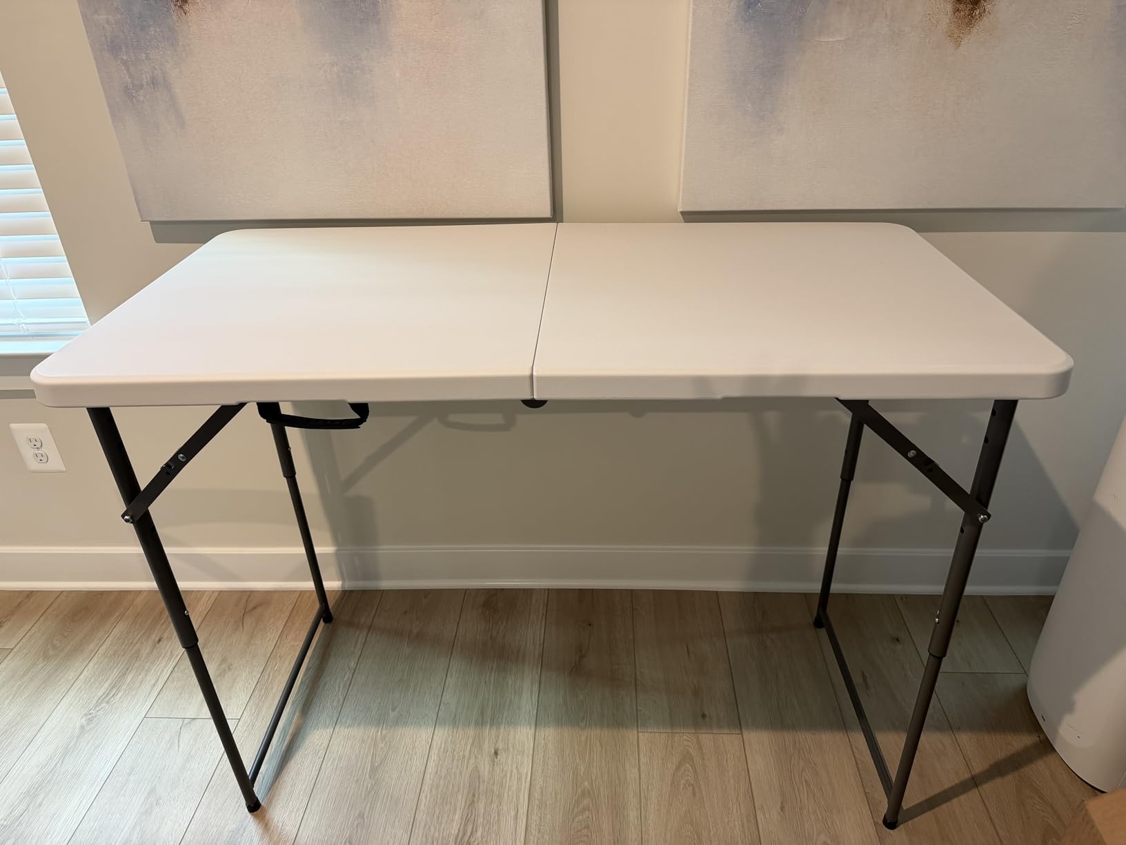 4 Feet Foldable Table Adjustable Height with Built in Handle, Steel Legs | 4FT Heavy Duty Portable | Perfect for Party Dining Wedding Events Picnic Indoor Outdoor Camping Utility Folding - 4 Foot customer photo 1