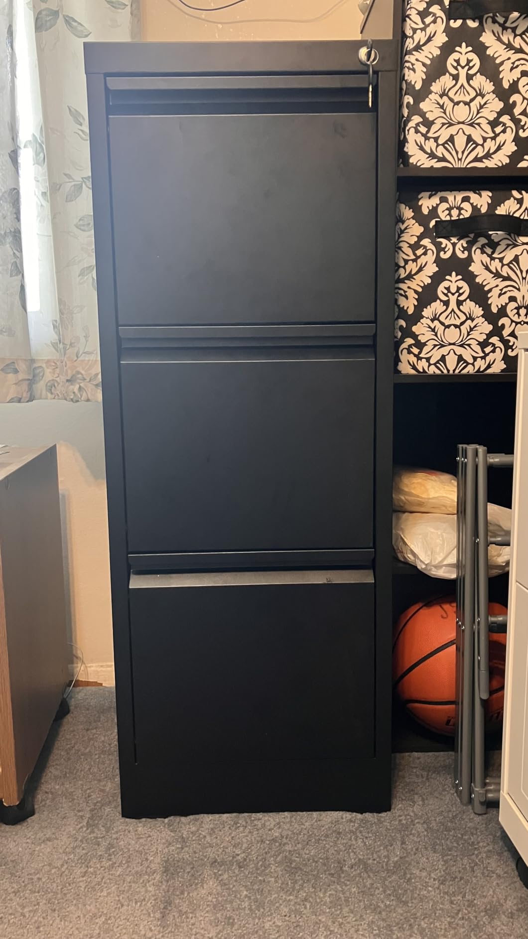 4 Drawer File Cabinet with Lock, Metal Vertical Filing Cabinets for Home Office, Black Vertical Filing Cabinets Heavy Duty Office Storage Cabinets for Letter/Legal/A4/F4 Size File, Assembly Required customer photo 1