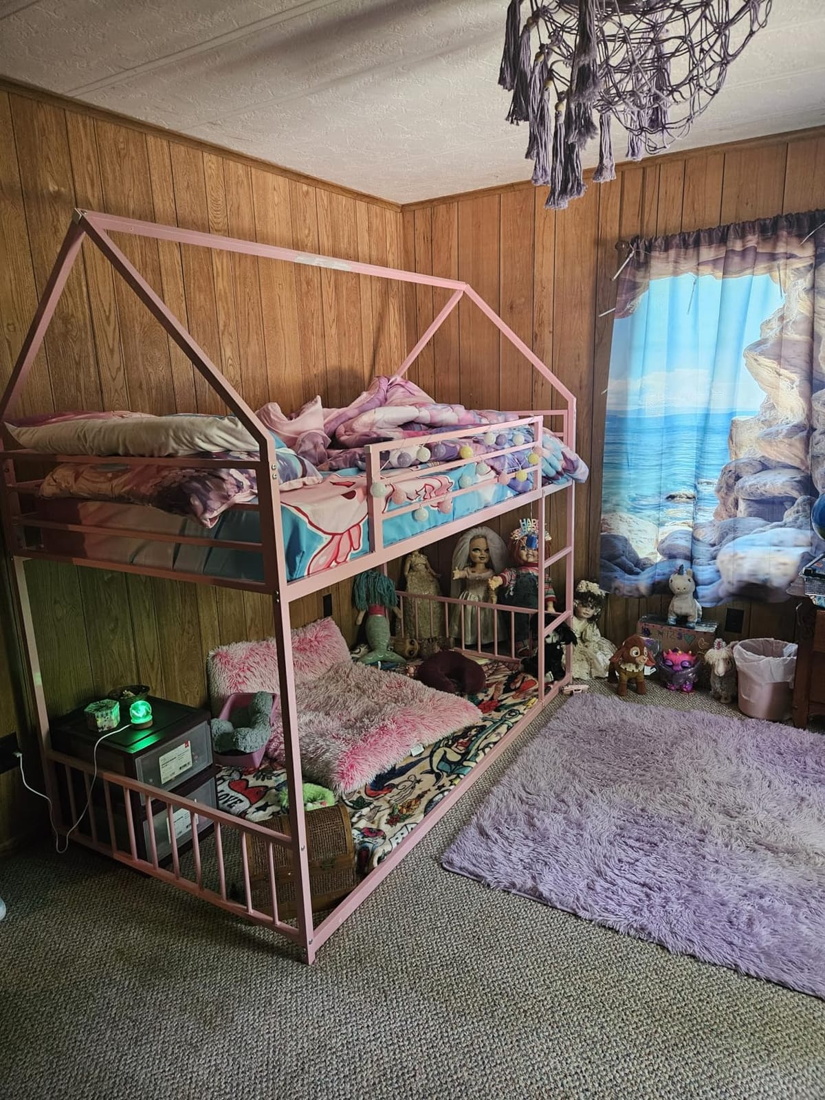 LIKIMIO Bunk Bed Twin Over Twin, House Bunk Bed Frame with Ladder, White | Twin Over Twin Bunk Bed. Metal frame with guardrails. House shaped with Metal Slats for bedroom. No box spring. Space Saving customer photo 1