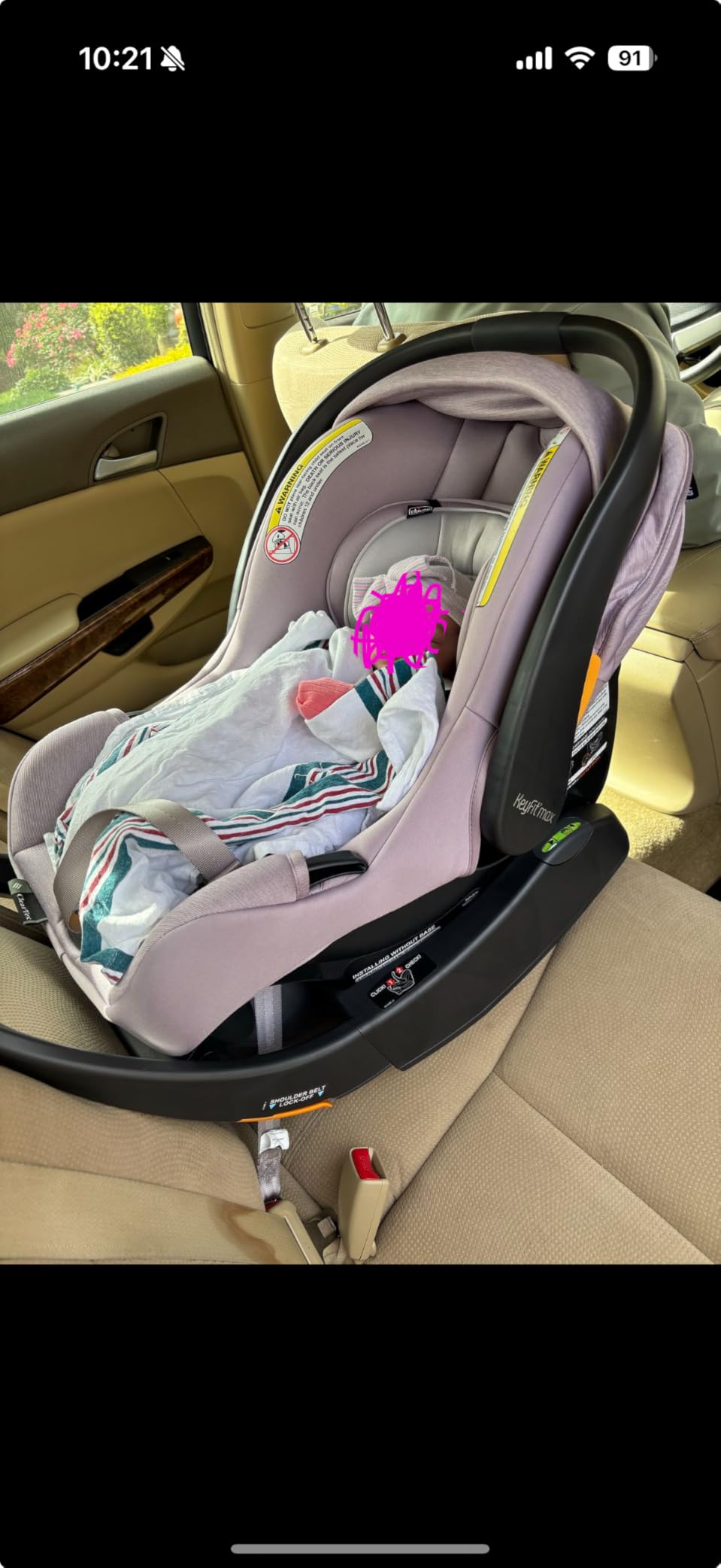 Chicco KeyFit Max ClearTex Infant Car Seat and Base, Rear-Facing, 4-30 lbs | Lupine/Purple, flame retardant-free ClearTex, GREENGUARD Gold, stroller-compatible infant car seat, baby travel item customer photo 1