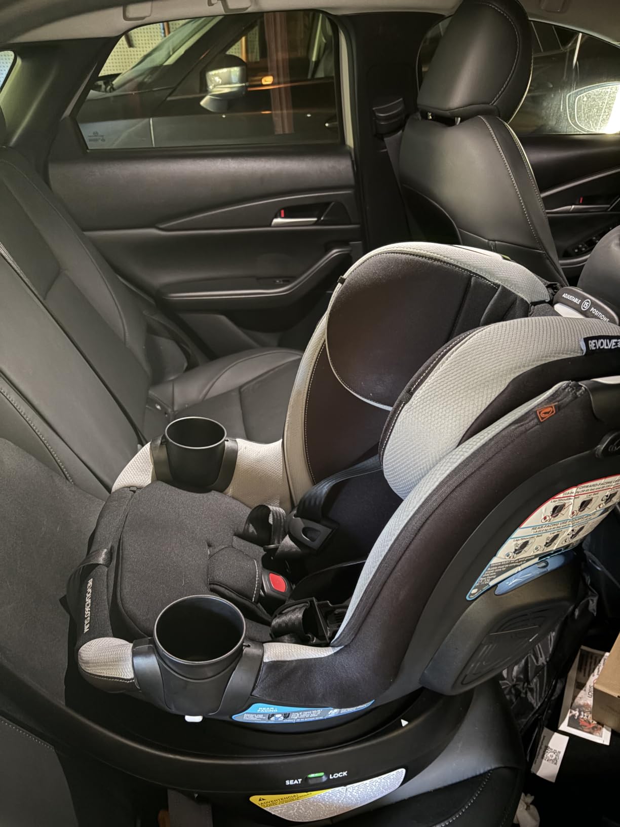 Evenflo Revolve360 Slim 2-in-1 Rotating Car Seat | with Quick Clean Cover, Rear-Facing and Forward-Facing Modes, Infant-6 Years, 4-65 lbs (Salem Black) customer photo 1