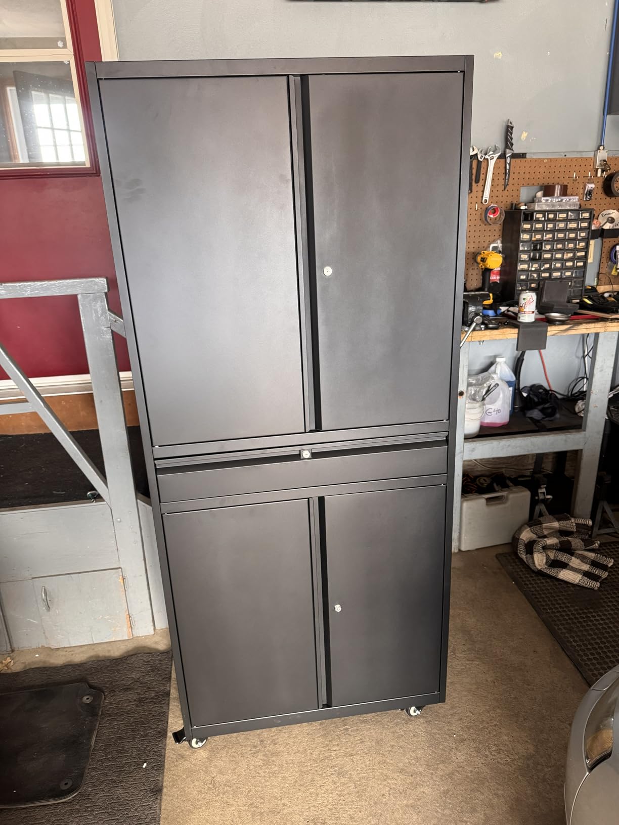 Yizosh Metal Garage Storage Cabinet with Locking Doors and Adjustable Shelves, 74