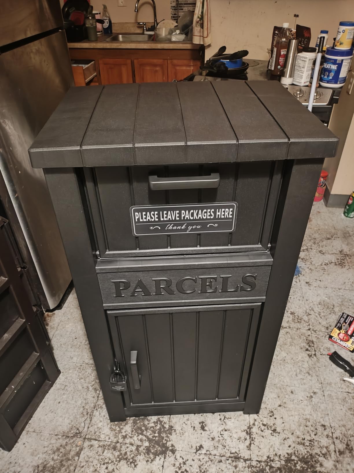Package Delivery Box for Outside, Large Parcel Drop Box with Lockable Secure, Waterproof and Anti-Theft Storage for Porch, Curbside, House (Black) customer photo 2