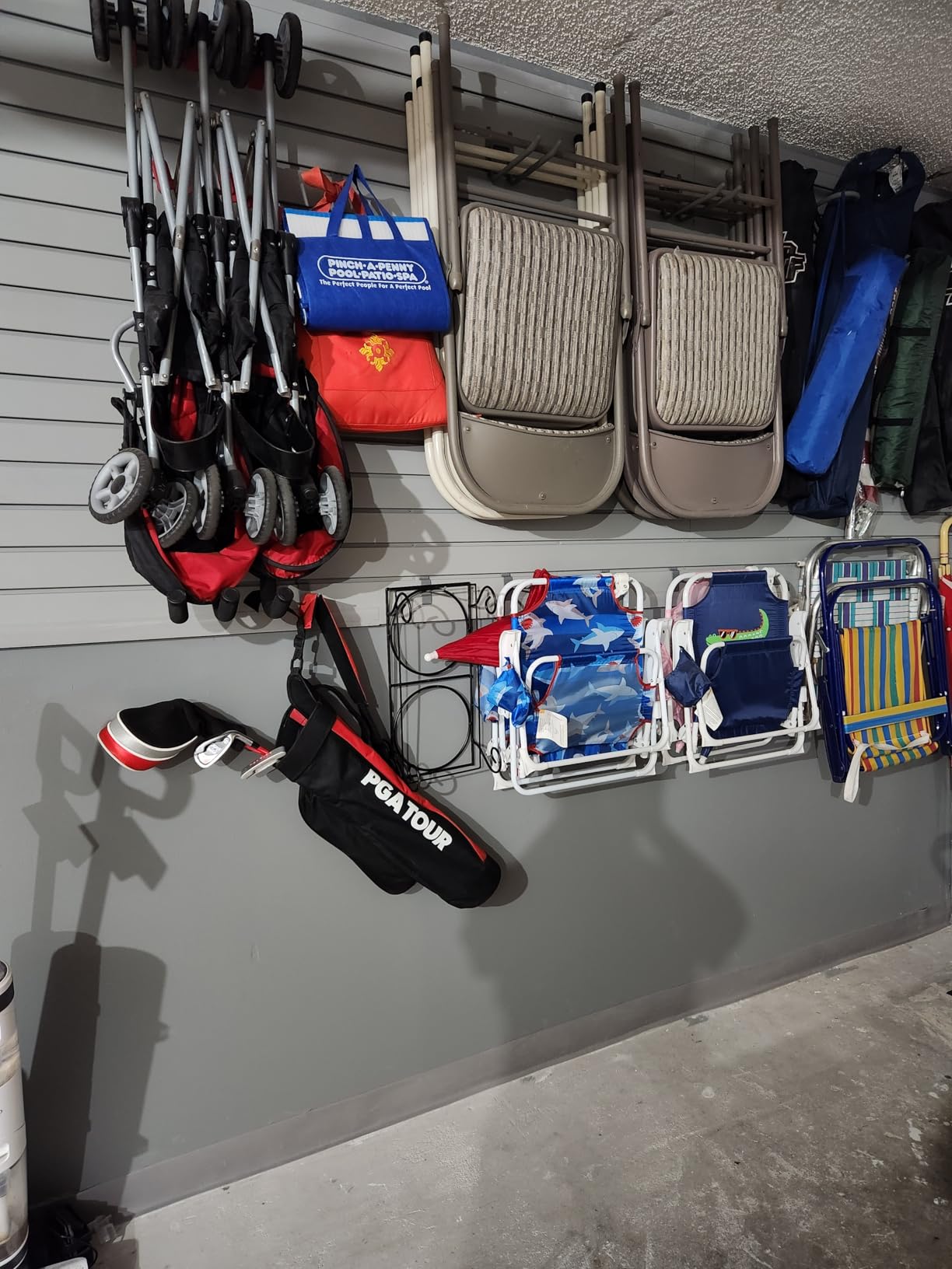 VEVOR Slat Wall Paneling, 8 x 4 ft, PVC Garage Slatwall with Accessories, Grey Slat Wall Easy-to-Install Adjustable Slatwall Panel with Coupling Structure & DIY Cutting, Fits for Storage & Display customer photo 1