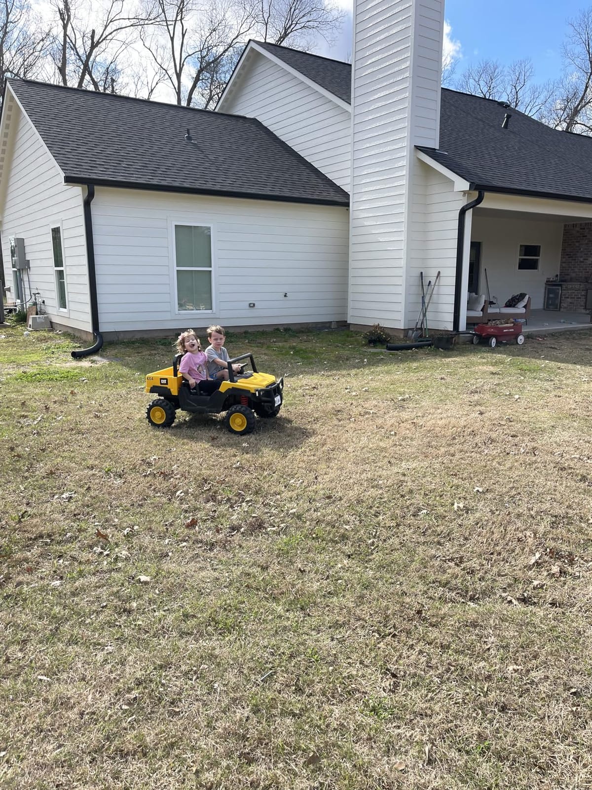 ANPABO Licensed Caterpillar 24V Ride On Toys with Dump Bed and Shovel | 2 seater ride on dump truck, remote control, 4x100w motors, up to 5mph, rear shock absorbers, bluetooth, gift for kids 3-6 customer photo 1