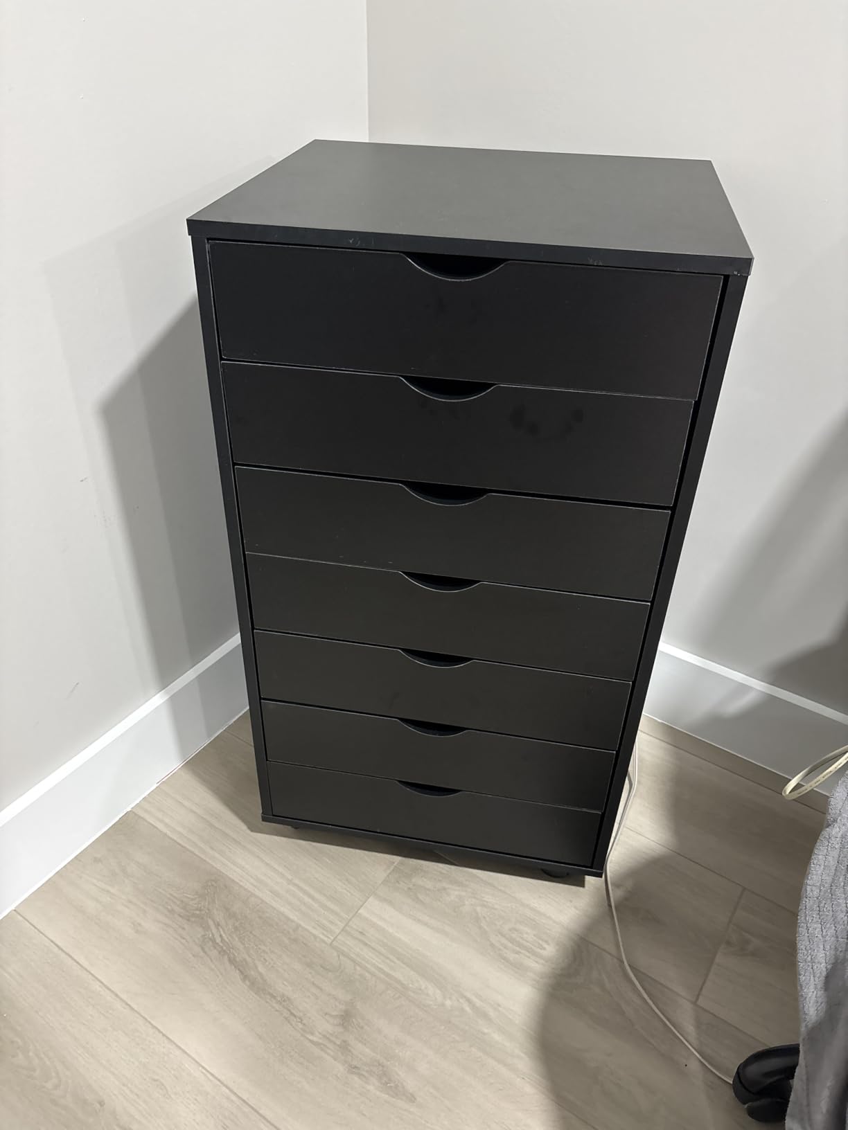 OLIXIS 7 Drawer File Cabinet on Wheels, Printer Stand | Fits Under Desks, Wood Storage Organization Holds Printer, Office Supplies, Not For Hanging Files, For Home Office Use Black customer photo 2