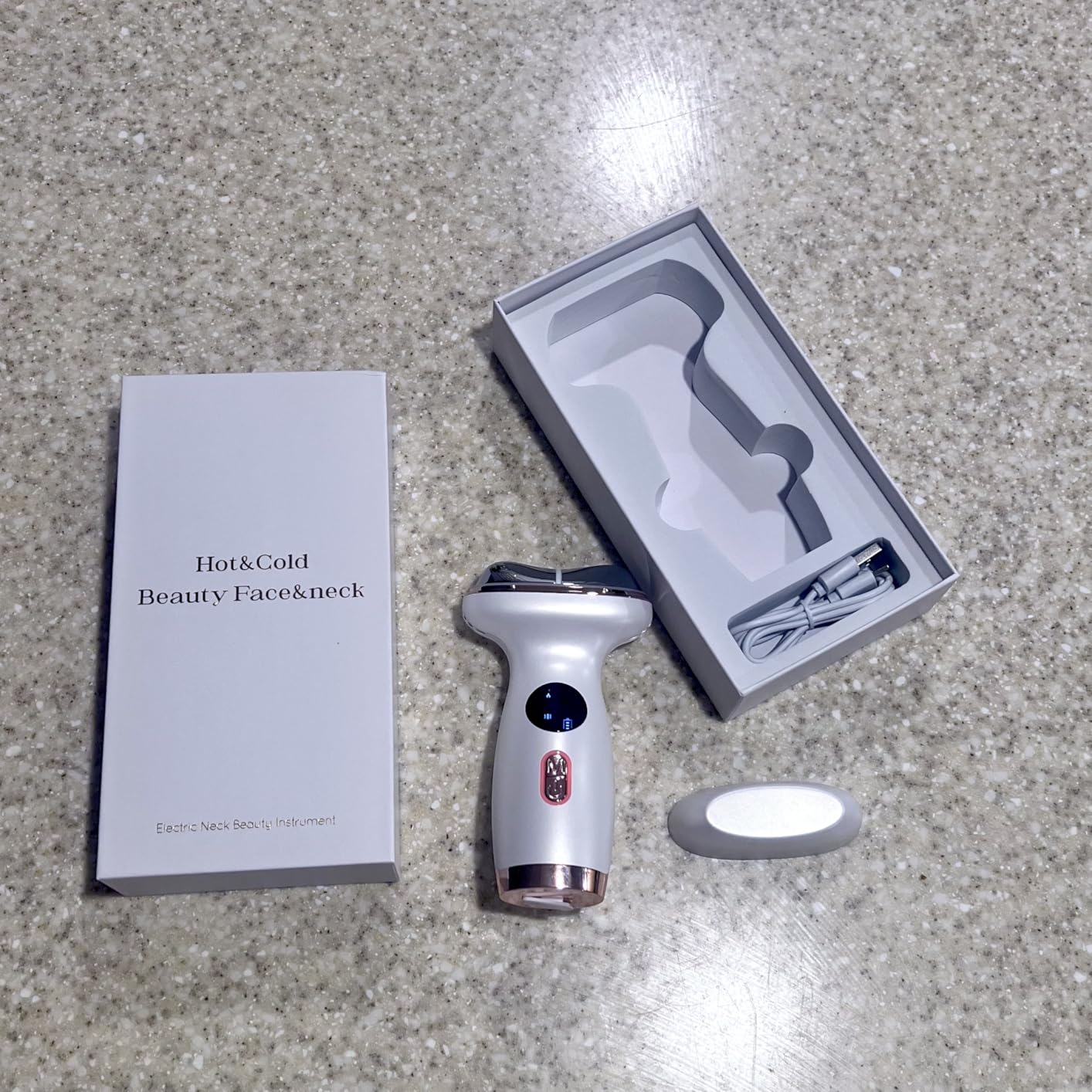 7-in-1 Microcurrent Facial Device, Red Light Face & Neck Massager | 7 LED light modes with hot & cold compress and vibration. AM depuff, PM relax for face, neck & jaw. Face Sculpting, Lifting customer photo 2