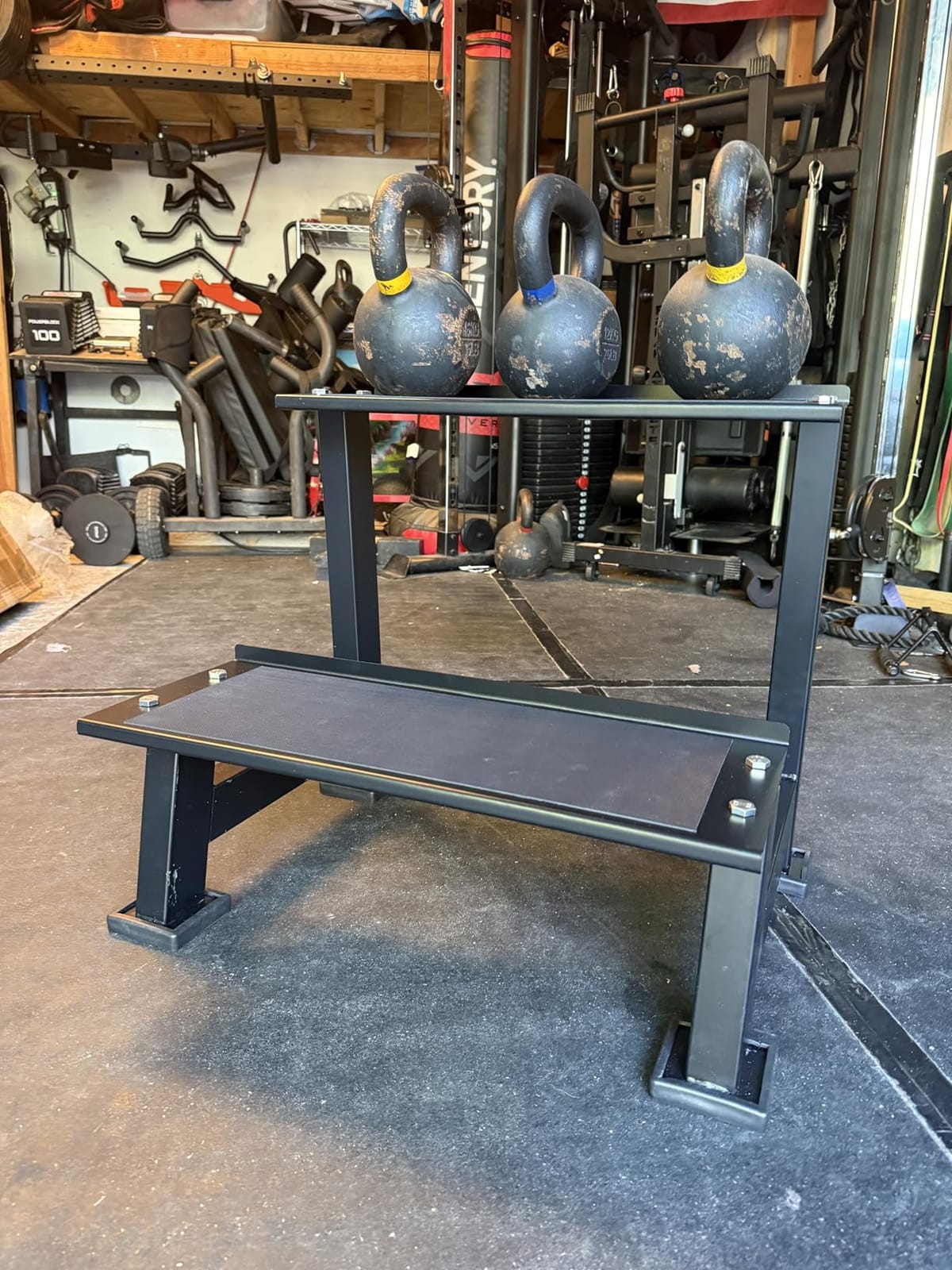Kettlebell Storage Rack with Anti-Slip Pads, 2-Tier Weight Racks, Kettlebell Stand, Dumbbell and Kettlebell Rack for Home Gym Use customer photo 2