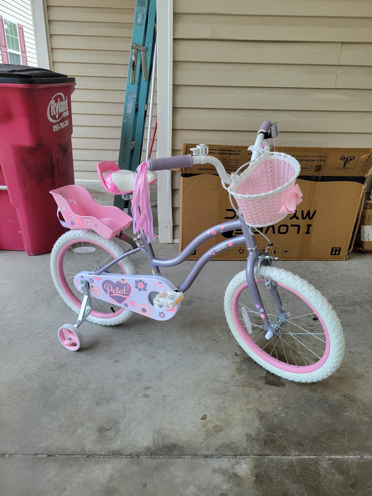 Glerc Petal Girls Bike 12-18 Inch for Ages 2-9, Kids Bike with Training Wheels, Basket & Streamers, Princess Style Kids Bicycle, for Girls customer photo 1
