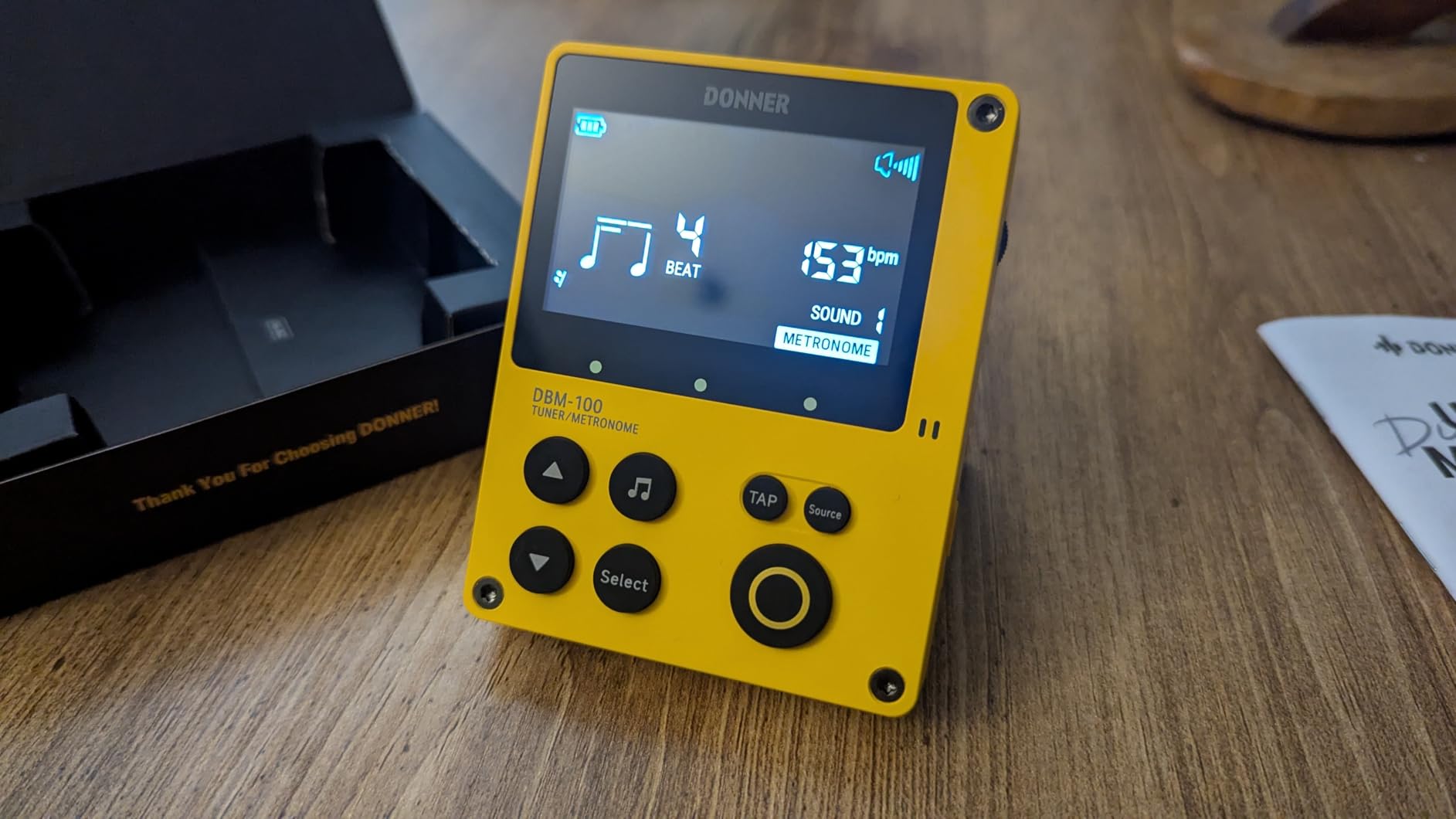 Donner Metronome Tuner, Rechargeable 3 In 1 Digital Metronome with Trainer Rhythm Mode for Guitar, Bass, Violin, Ukulele, Chromatic, Piano, Wind instruments, DBM-100 (Black) customer photo 2