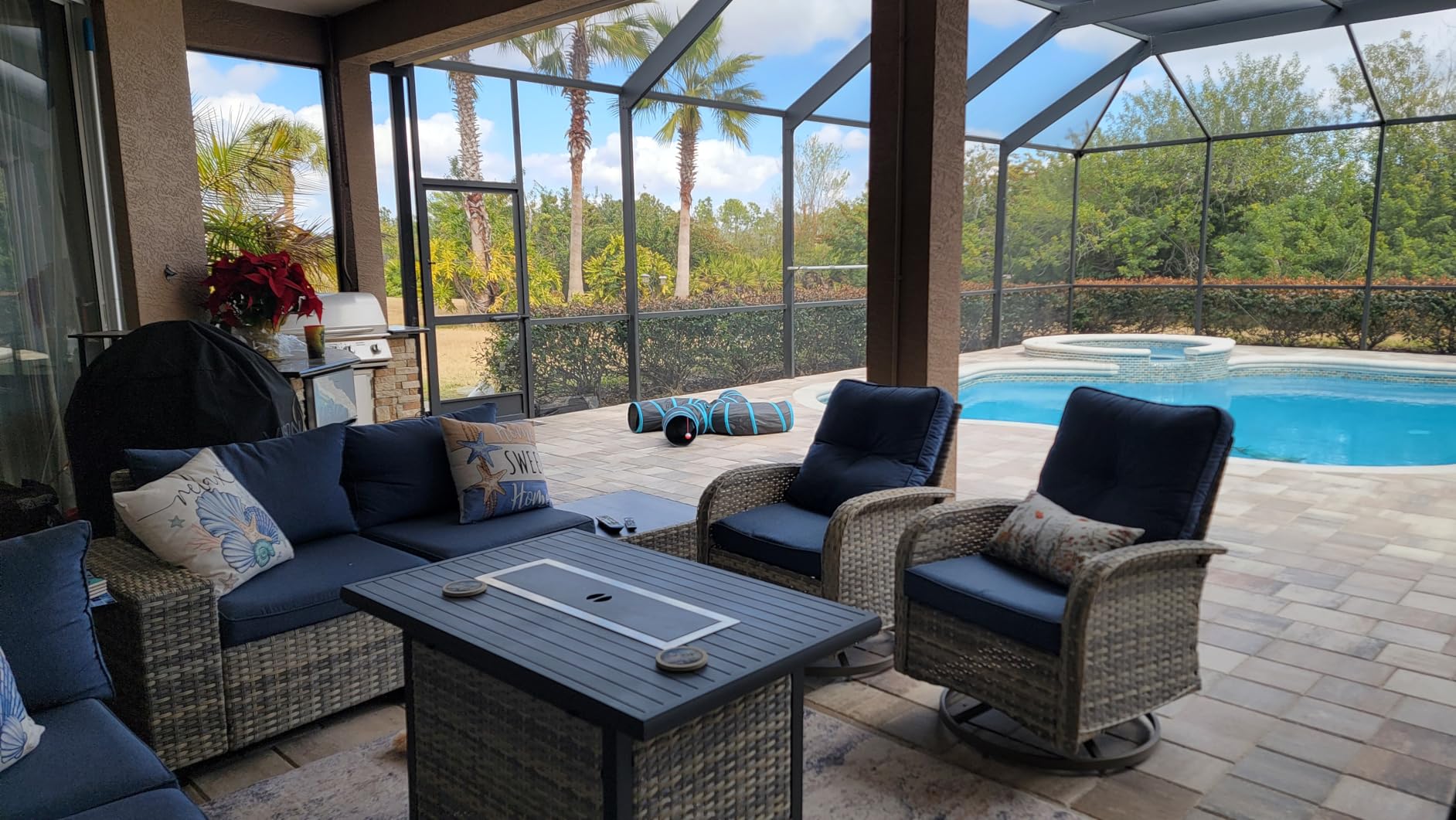 Outdoor Patio Furniture Set PE Wicker Rattan Outdoor Sectional Sofa | 9PCS with Rocking Swivel Chair customer photo 2