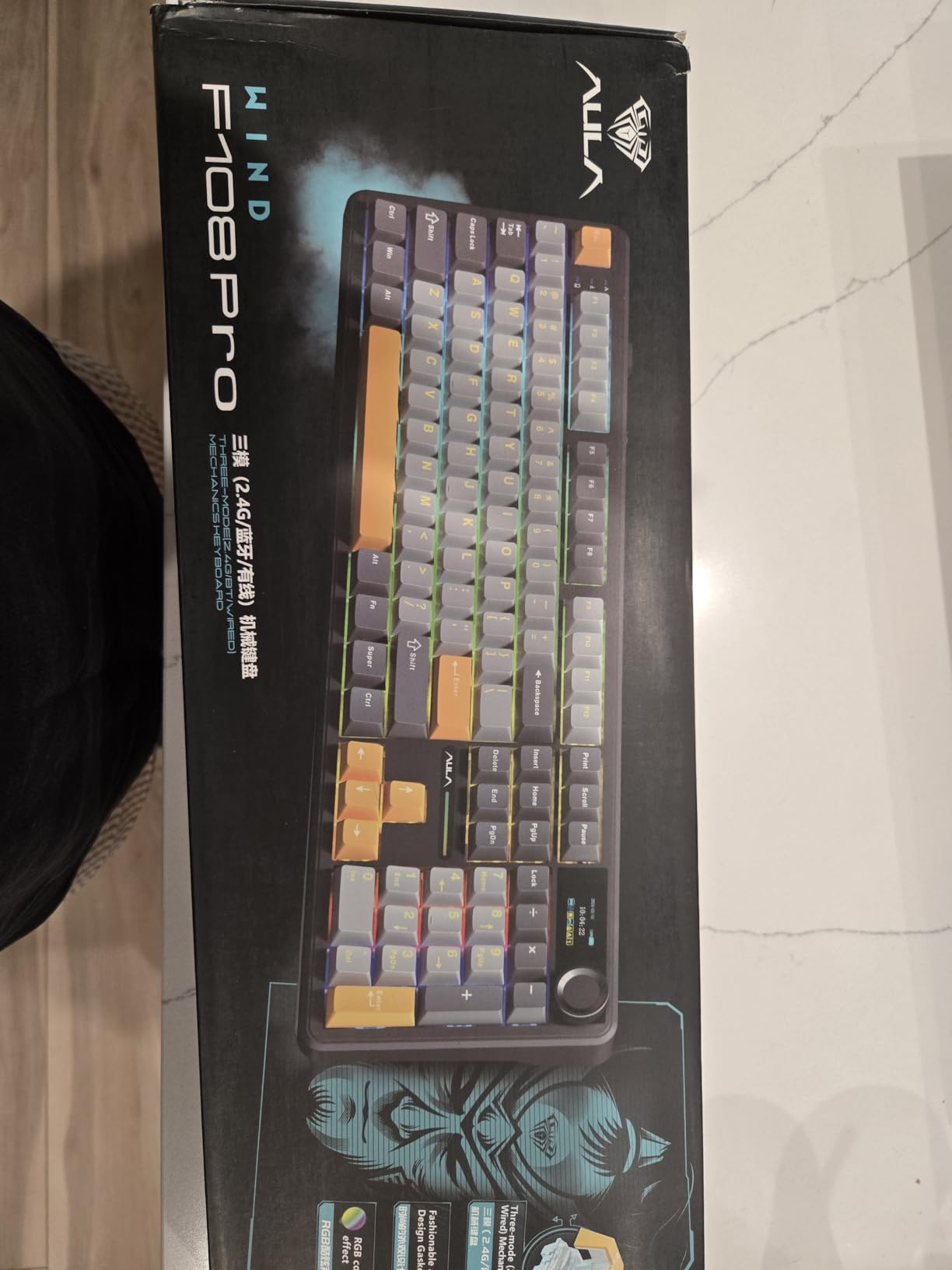 AULA F108 PRO - Wireless Mechanical Keyboard with Screen & Knob, Full Size Keyboard with 8000mAh Battery, Pre-lubed Switches, Side Printed PBT Keycaps, RGB Backlit Hot Swappable Custom Gaming Keyboards customer photo 2