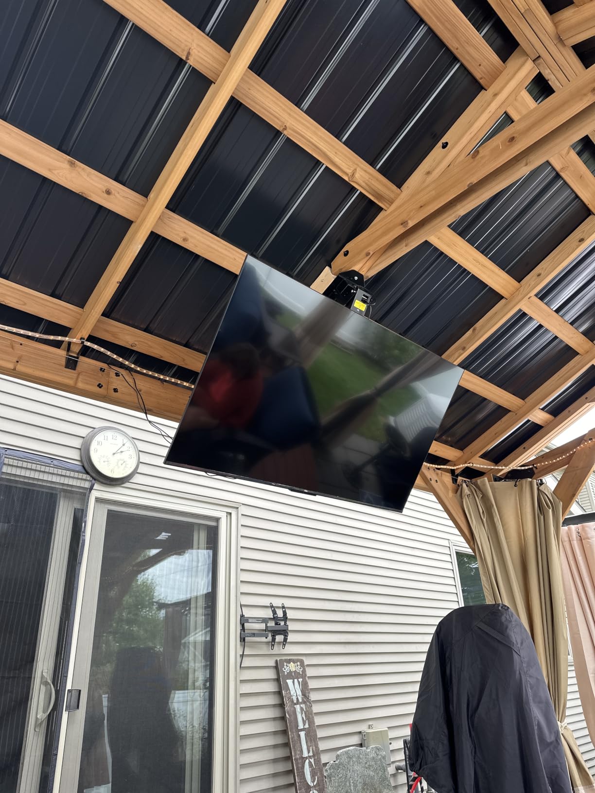 TOPSKY 360° Manual Swivel Motorized Ceiling TV Mount for 32-75