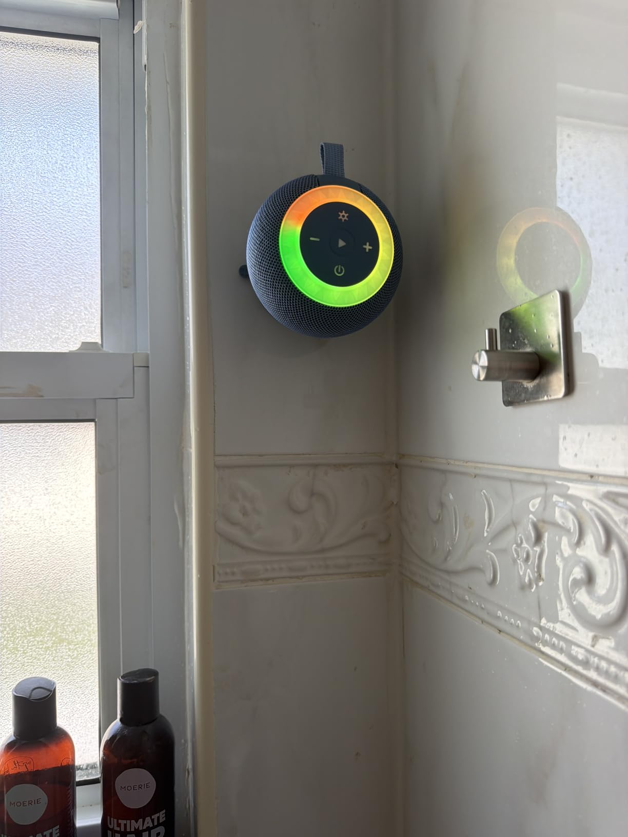 Bluetooth Shower Speaker IPX7 Waterproof: Removable Suction Cup, 360 Surround Sound, Vacuum-Lock, RGB Light, Portable Wireless Speaker customer photo 2