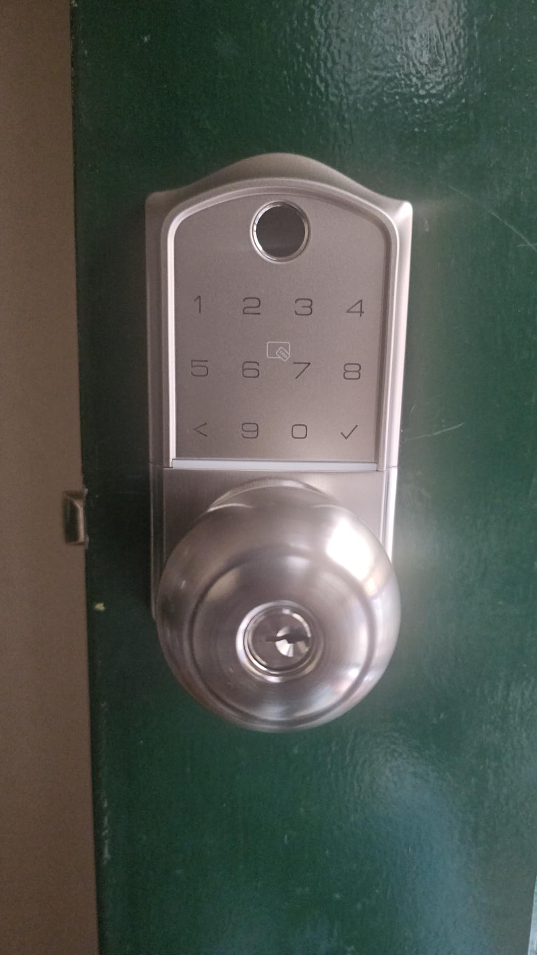 Veise VE018 Fingerprint Keypad Smart Door Knob Handle Lock, Satin Nickel | App Control, Electronic Touchscreen Keypad, Remote Grant Access, Fob Unlock, Auto Lock, Keyless Entry for Front Door, Bedroom customer photo 1