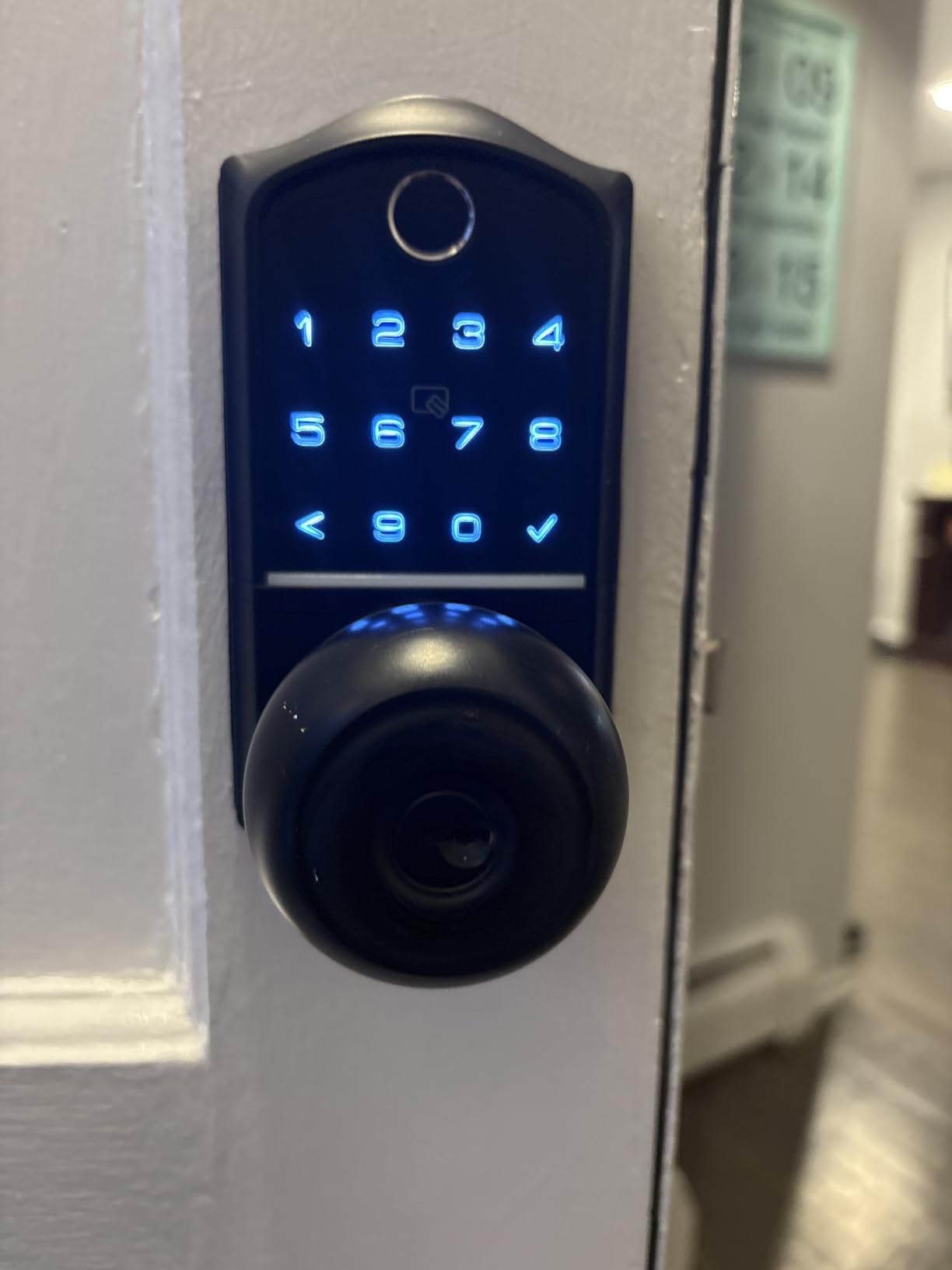 Veise VE018 Fingerprint Keypad Smart Door Knob Handle Lock, Satin Nickel | App Control, Electronic Touchscreen Keypad, Remote Grant Access, Fob Unlock, Auto Lock, Keyless Entry for Front Door, Bedroom customer photo 2