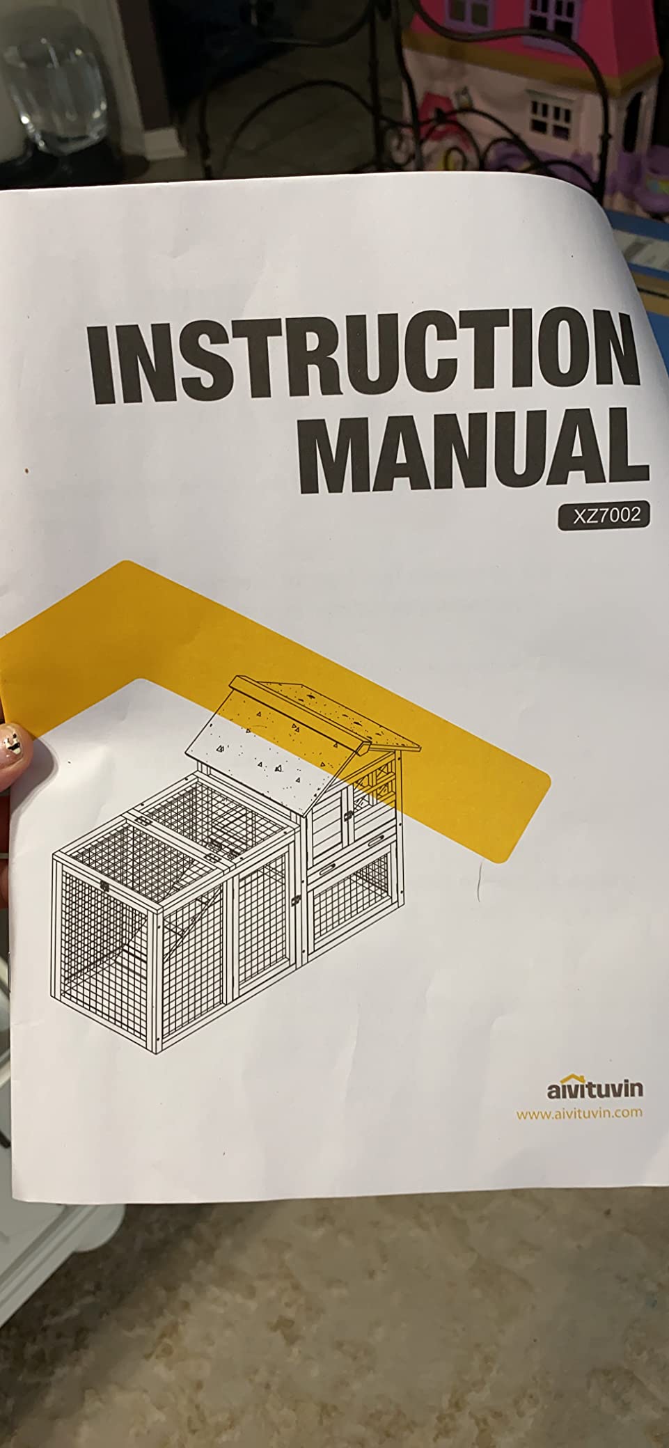 Aivituvin Rabbit Hutch Indoor Bunny Cage Outdoor with Run Chicken Coop Guinea Pig House with Waterproof Asphalt Roof, No Leakage Pull Out Tray (103.2