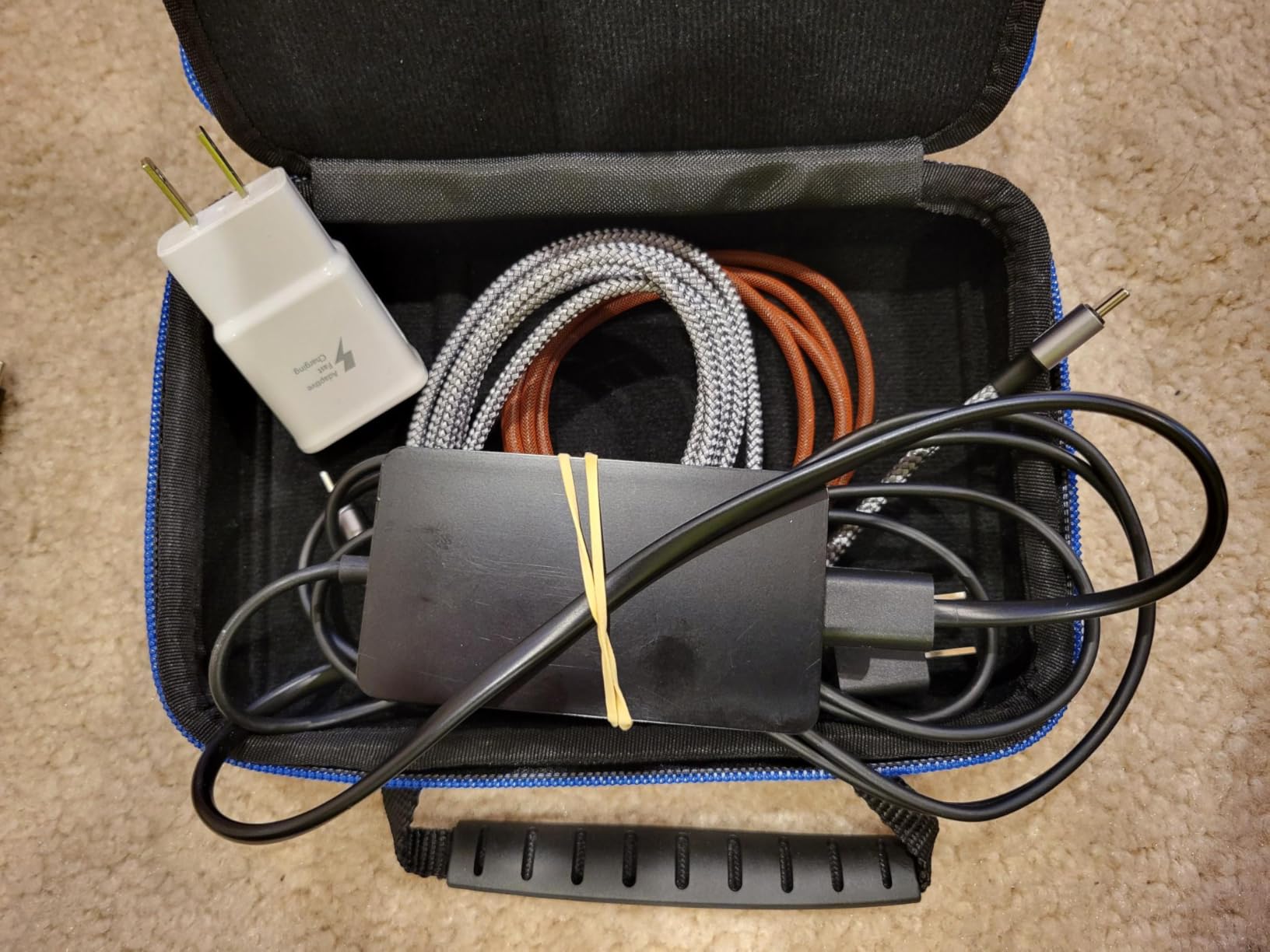 CASEMATIX Hard Shell Electronics Organizer Travel Case with 2 Adjustable Cable Bag Dividers, 3 Zipper Pouches and Elastic Cable Loops - Compact and Protective Charger & Travel Cord Organizer customer photo 2