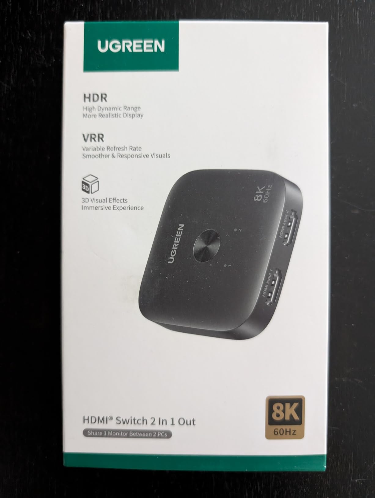 UGREEN HDMI 2.1 Switch 2 in 1 Out 8K@60Hz, HDR10+, VRR, 4K@240Hz | 4K@120Hz, Dolby Atmos, 48Gbps HDMI Switcher, Compatible with Switch 2 PS4/PS5 Xbox Roku Firestick Apple TV Monitor Projector customer photo 2