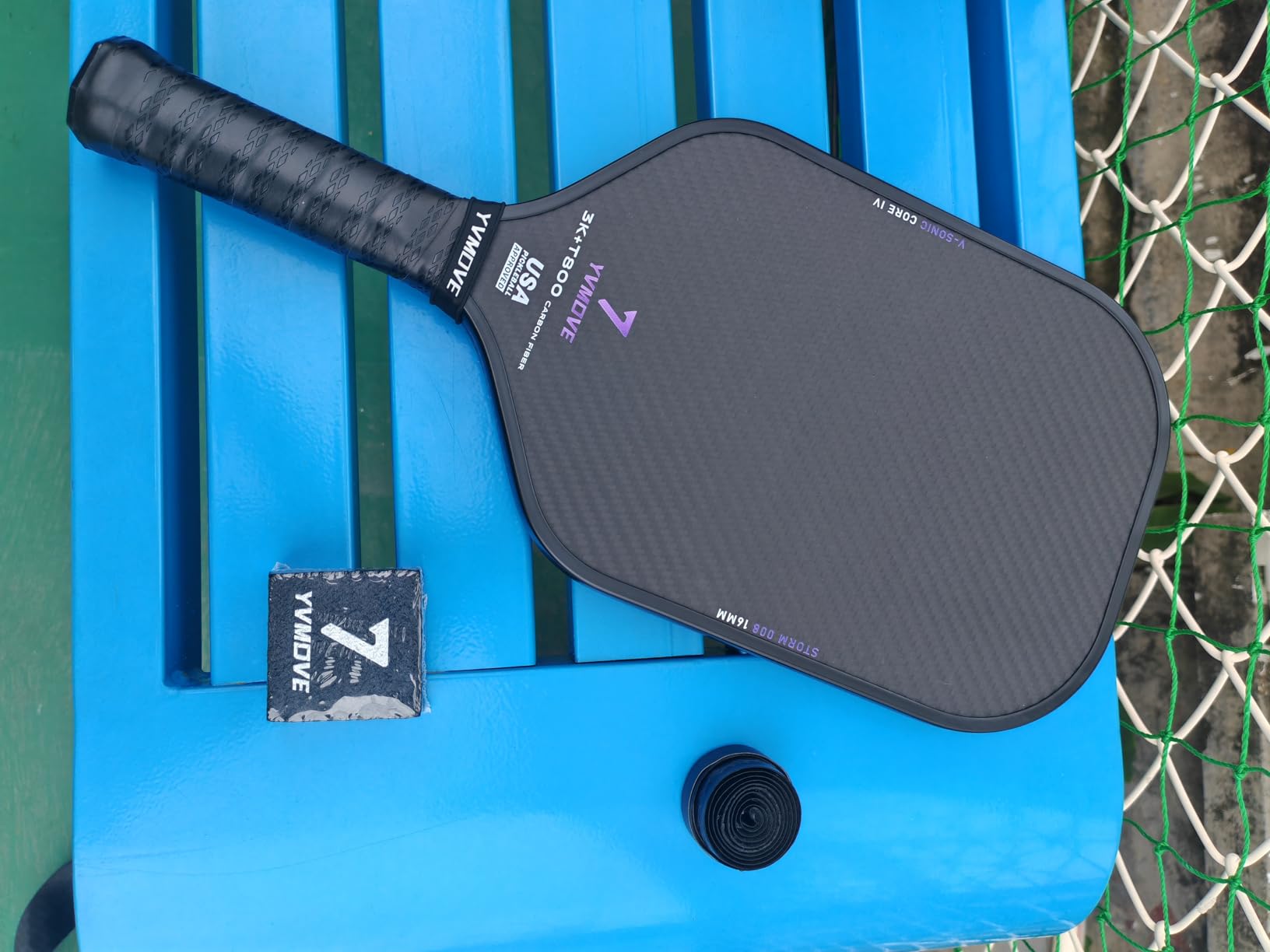 YVmove 16mm 18K T800 Carbon Fiber Pickleball Paddle, USAPA Approved | Raw Carbon Texture for Exceptional Spin, Enhanced Control & Precise Shot Placement with Thermoformed Uni-body Construction customer photo 1