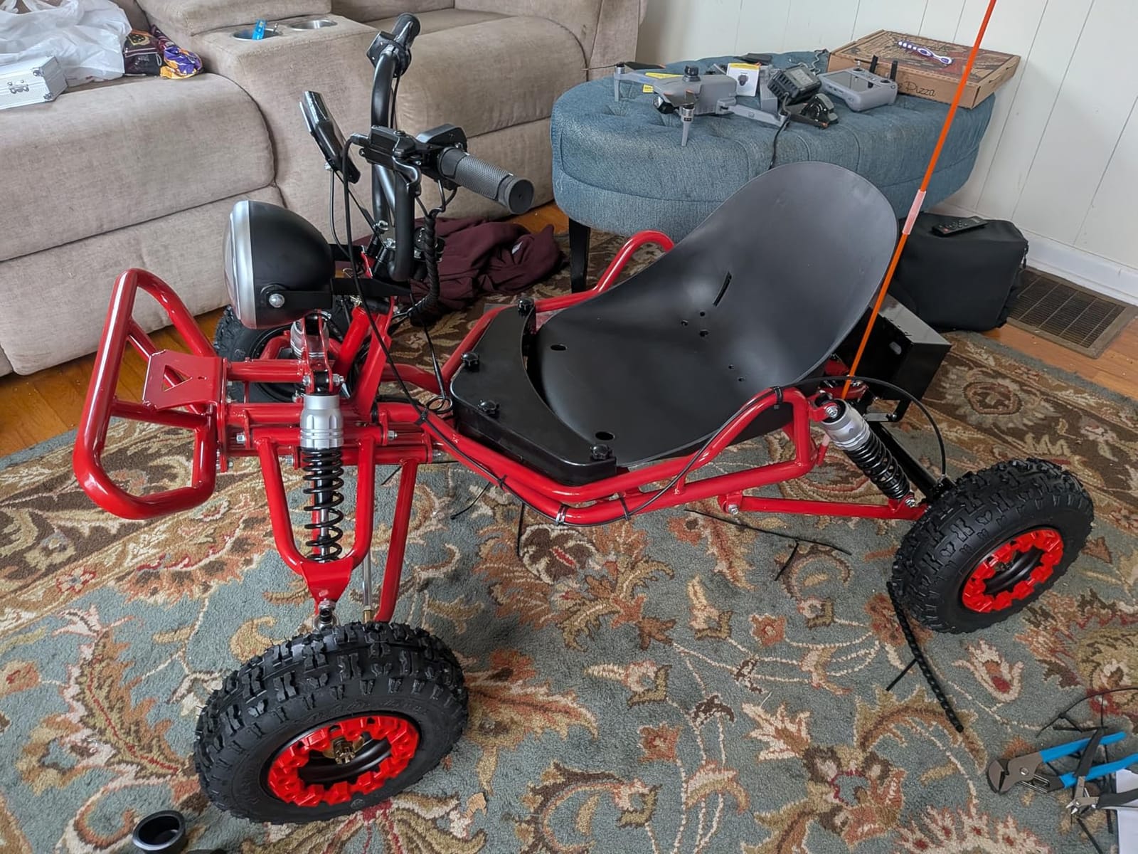 Zyliathor 48V 20Ah Electric Off-Road Go Kart for Adults & Kids (Red) | 30-Mile Range, Peak 2500W, 3 Speed 12-31 MPH, 4-Wheel Suspension, 4.10-6 Tires, Backyard Family Fun customer photo 1