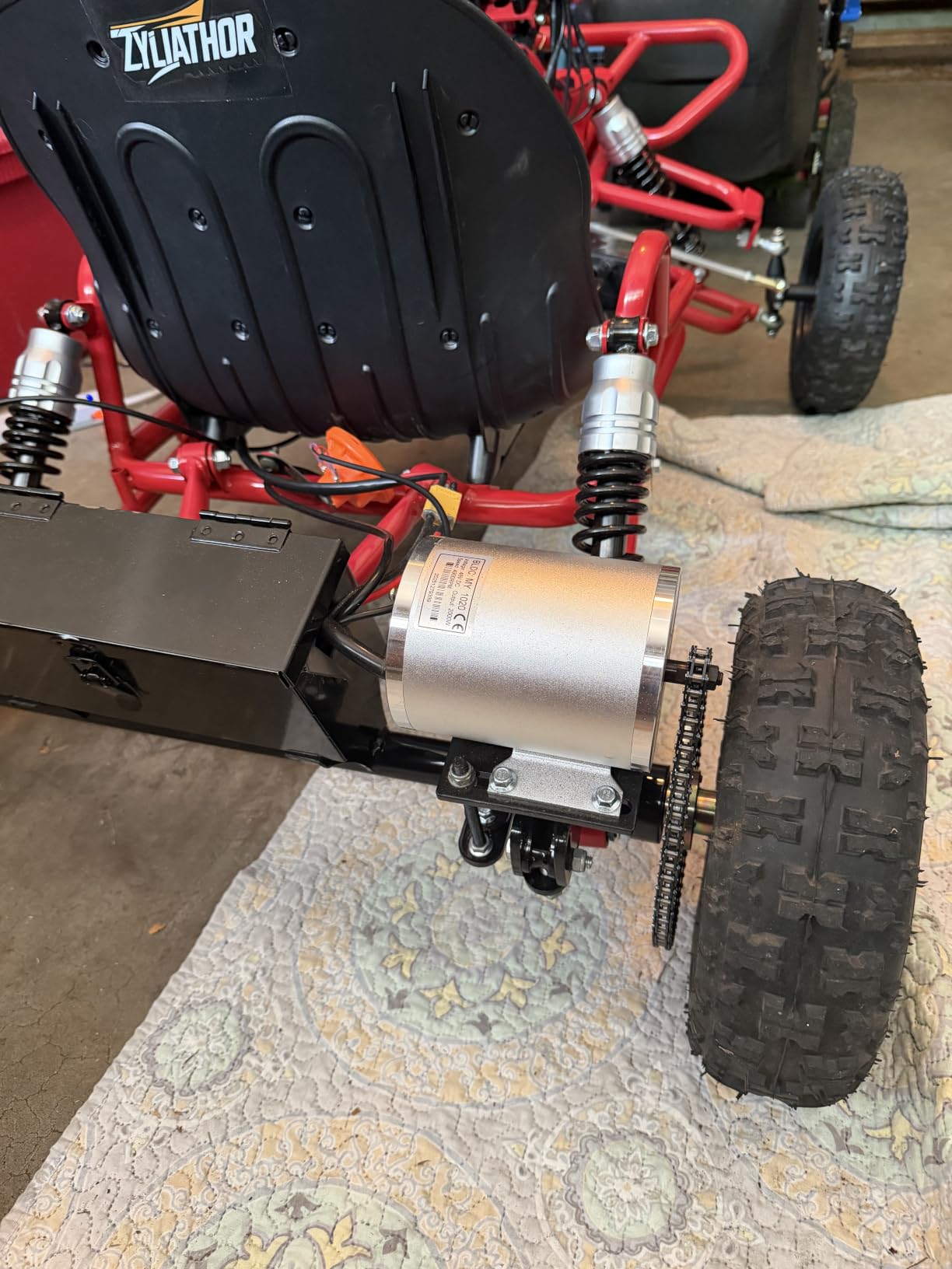 Zyliathor 48V 20Ah Electric Off-Road Go Kart for Adults & Kids (Red) | 30-Mile Range, Peak 2500W, 3 Speed 12-31 MPH, 4-Wheel Suspension, 4.10-6 Tires, Backyard Family Fun customer photo 2
