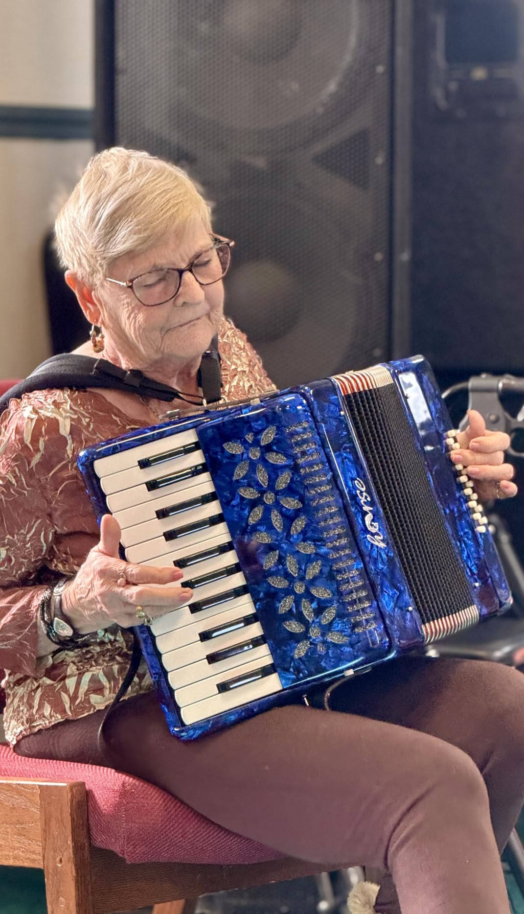 25 Keys Accordion, 16 Bass Piano Accordion for Beginner and Adults, Lightweight Portable with Adjustable Straps, Cleaning Cloth, Glove, and Carrying Bag(Black) customer photo 1