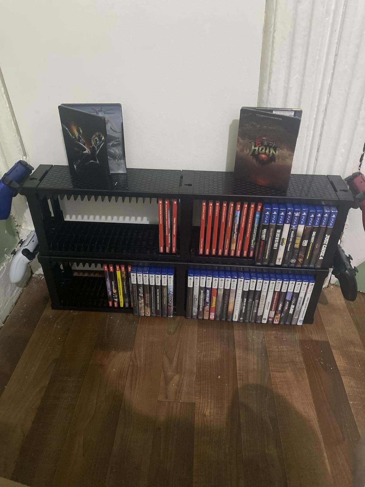 Video Game Disc Rack Tower Storage Holder Stand Universal for PS5/PS4/XBOX One/Series/NS Game, Game Organizer Shelf Display Stand for Wall Mount/Desk/Floor with Controller Holder Sega Genesis Consoles customer photo 2