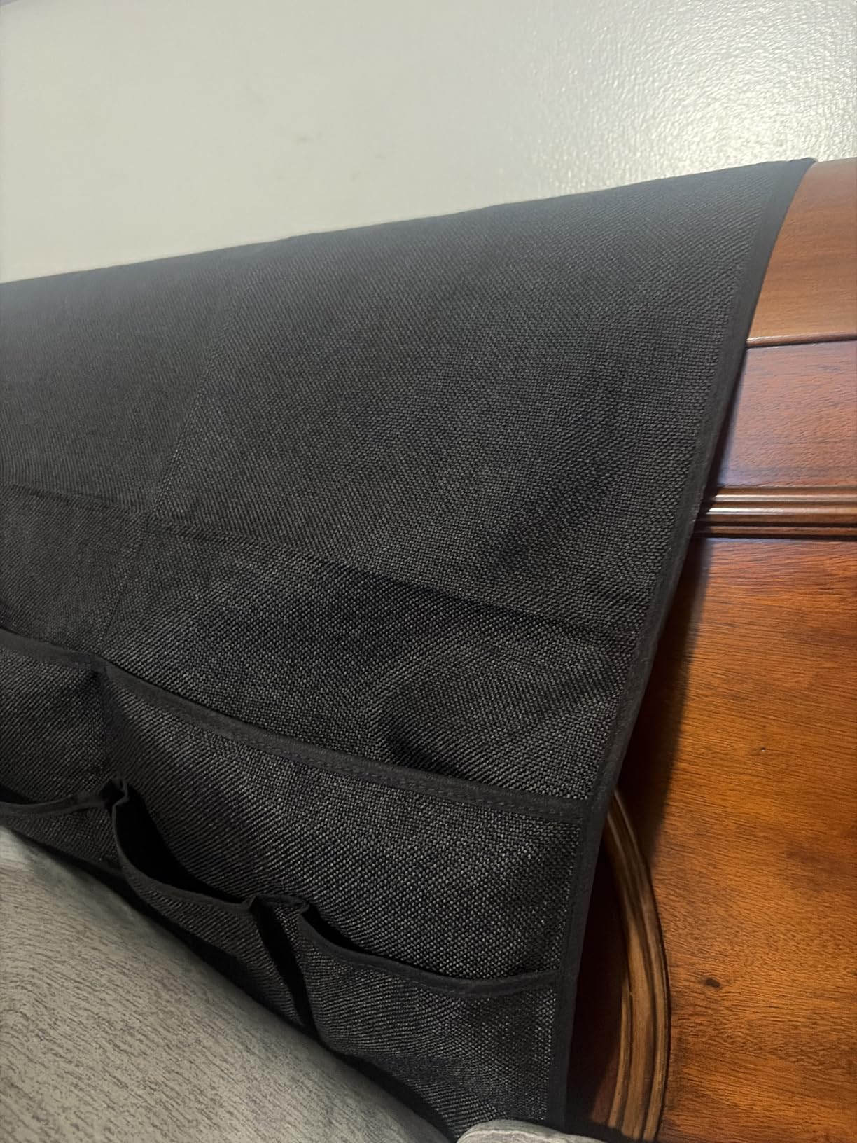 Armchair Caddy & Remote Control Holder for Couch & Recliner | Non-Slip Armrest Organizer with 6 Pockets for TV Remote, Phone, Tablet, Magazine & More, 19 x 35 Inches, Gray customer photo 2