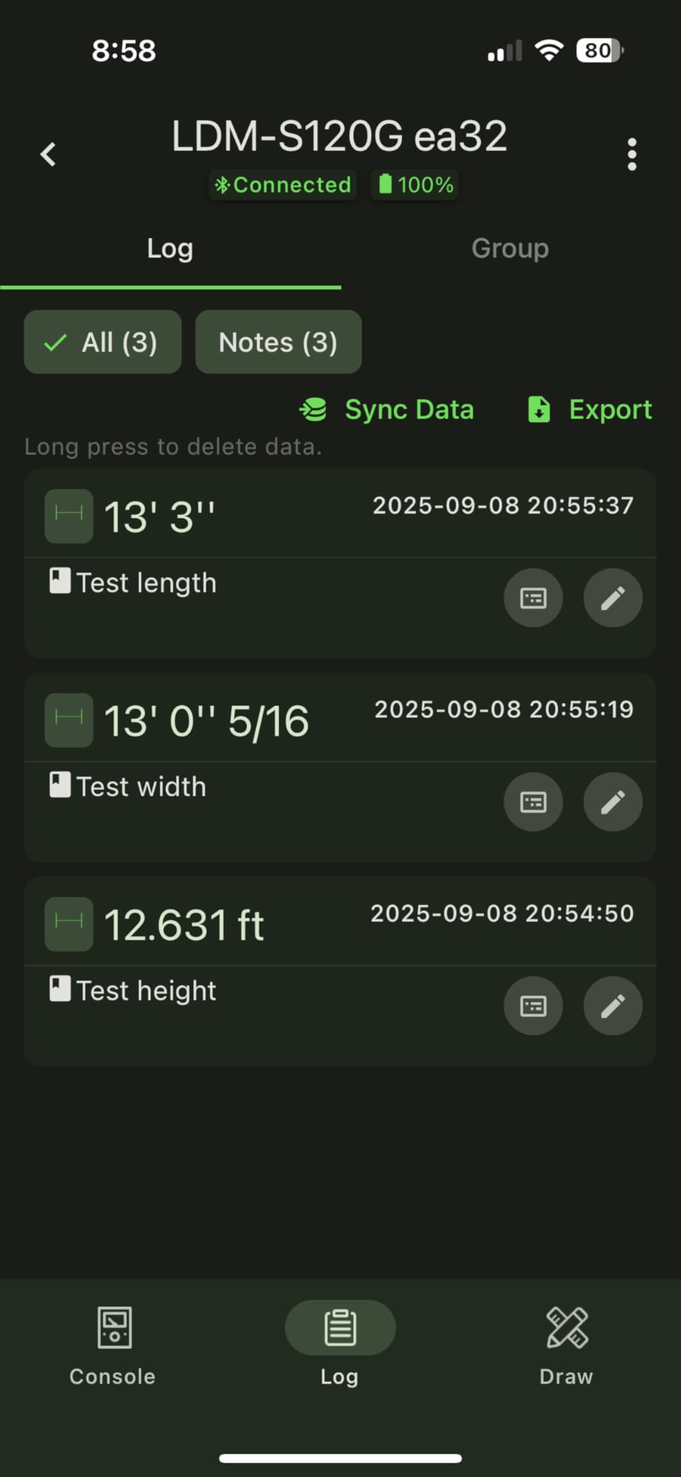 Huepar Bluetooth Green Laser Measuring Tool 395FT, S120-G-BT | APP Control, Green Beam, +/-1/16 High Accuracy, Rechargeable USB-C Laser Distance Meter, Angle Sensor, IP54, Gifts for Men customer photo 1