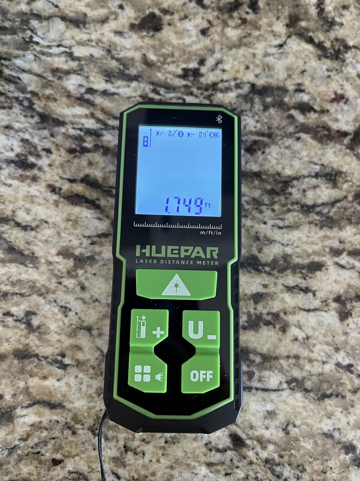 Huepar Bluetooth Green Laser Measuring Tool 200FT, S60-G-BT | APP Control, Green Beam, +/-1/16 High Accuracy, Rechargeable USB-C Laser Distance Meter, Angle Sensor, IP54, Gifts for Men customer photo 1