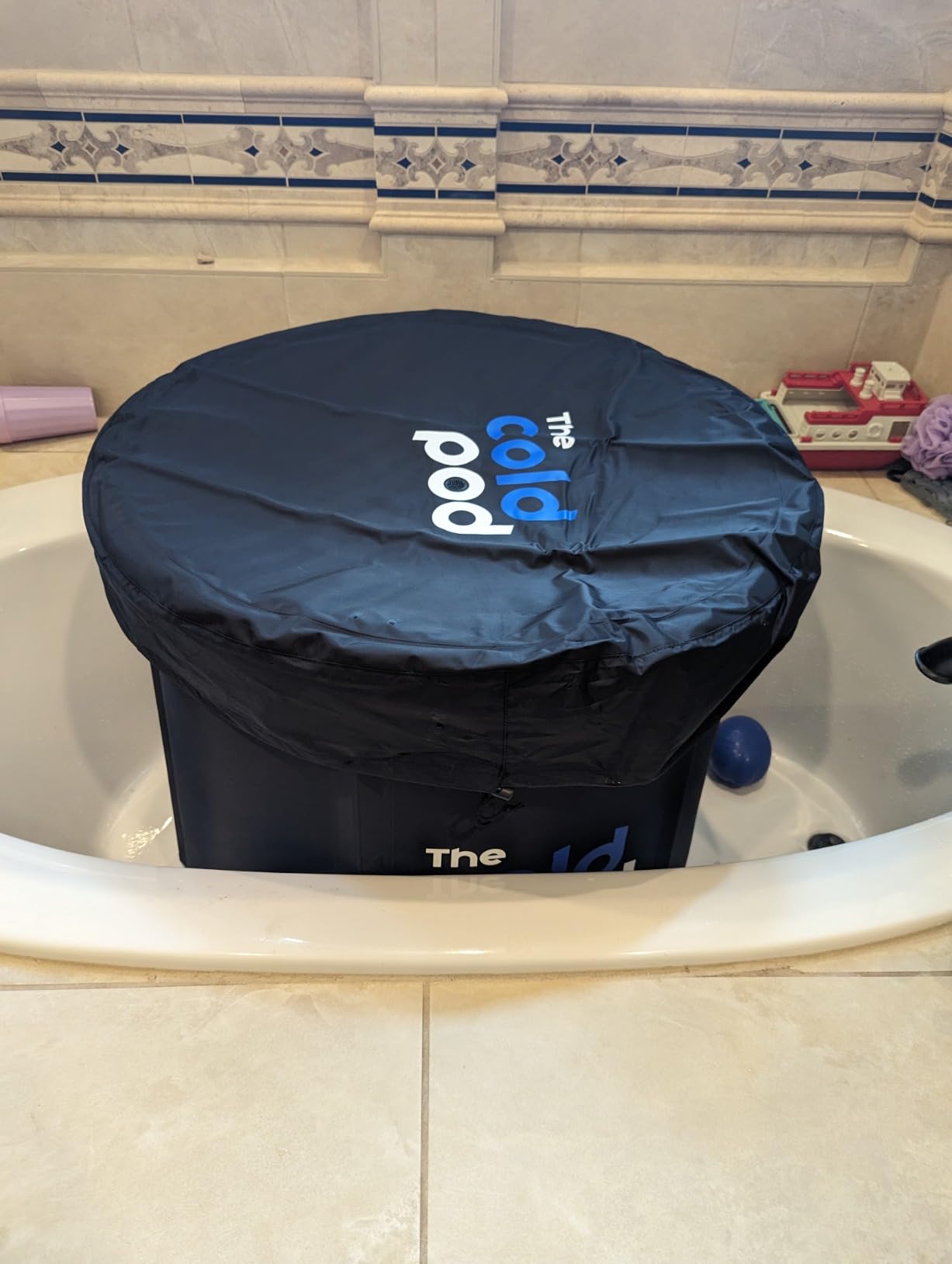 The Cold Pod Cold Plunge Tub: 85 Gal Round Tub with Full-Wrap UV-Reflective Insulation Cover Bundle for Indoor & Outdoors Use - Portable Ice Bath Tub for Athletes&Crossfitters &Wim Hof Enthusiasts customer photo 2