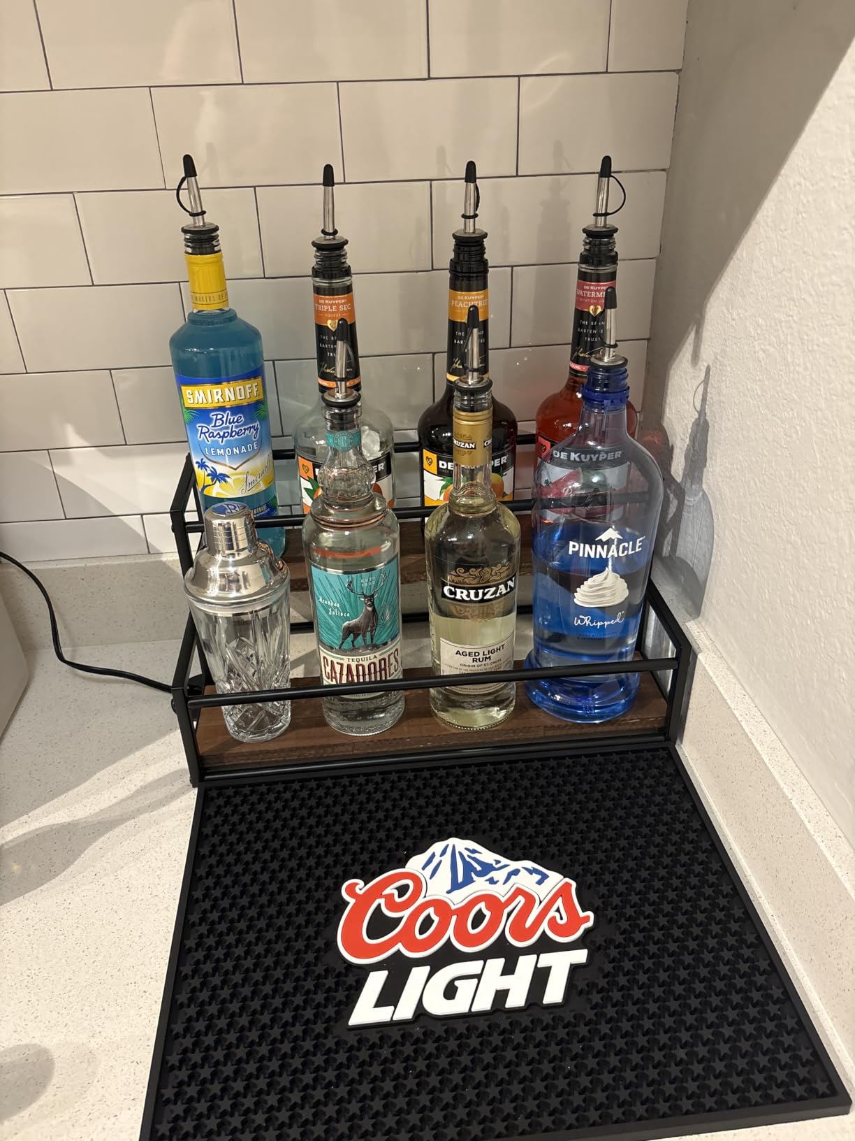 THYGIFTREE 2 Pack Liquor Bottle Display Shelf, 2 Tier Bar Shelf Stand for Liquor & Whiskey customer photo 1