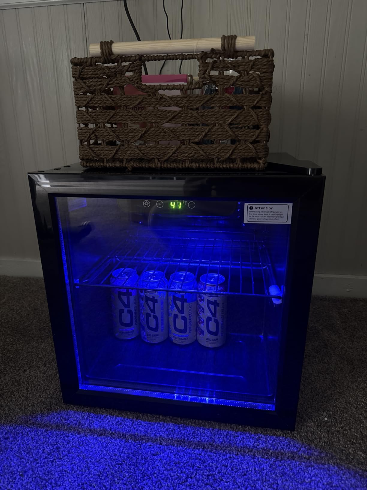 Feelfunn 24 Can Beverage Refrigerator, Mini Fridge, Black | 40-61°F, Whisper-Quiet ≤38dB, Fast Even Cooling, Removable Shelf, for Soda, Beer, Wine. Fits Office, Dorm, Bedroom, Home Bar customer photo 1