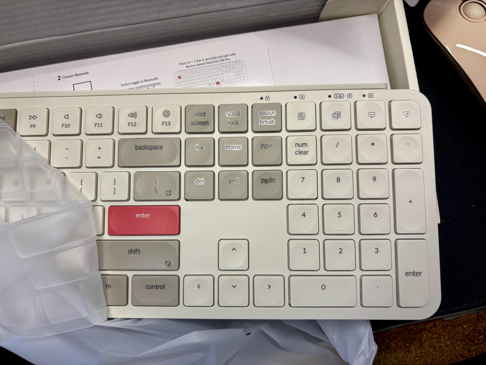 Keychron B6 Pro Ultra-Slim Full-Size Wireless Keyboard - Retro Red | Numeric Keypad Quiet Typing Multi-Device 2.4 GHz/Bluetooth 5.2/USB-C Wired ZMK Launcher Up to 1200 Hours Battery Life customer photo 1