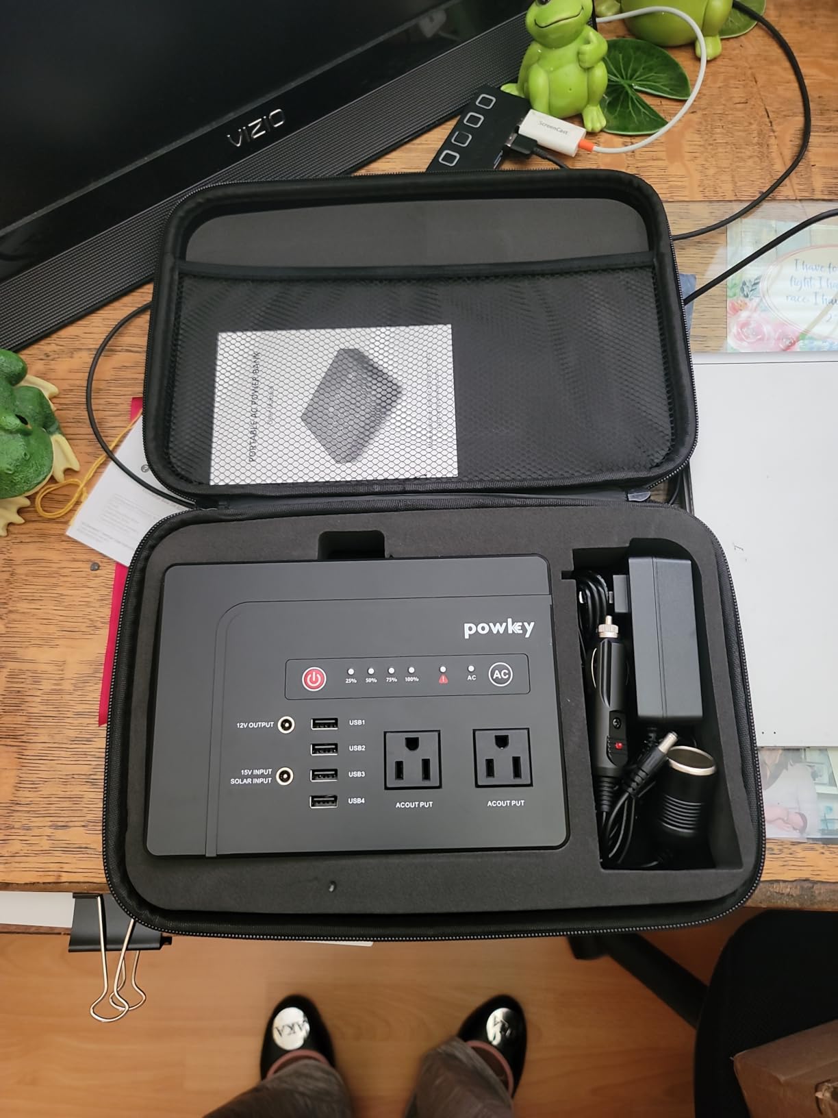 powkey Solar Powered Generator, 200W Portable Power Station with Solar Panels 40W, 146Wh Power Bank with 2 AC Outlet 110V Pure Sine Wave for Outdoor Camping Emergency Home customer photo 1