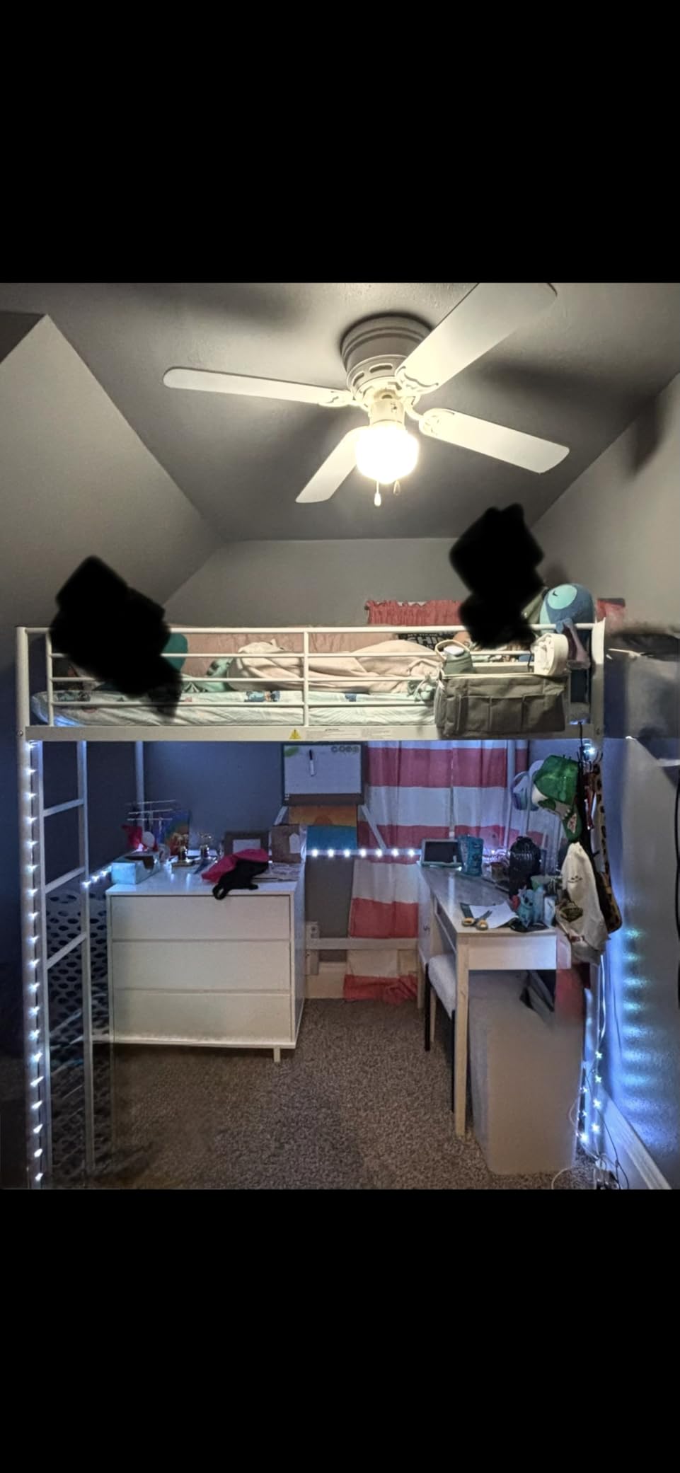 VECELO Loft Bed Twin Size, Metal Bedframe with Removable Ladder and Safety Guardrail, No Box Spring Needed, Space Saving, Noise Free, Matte Black customer photo 2