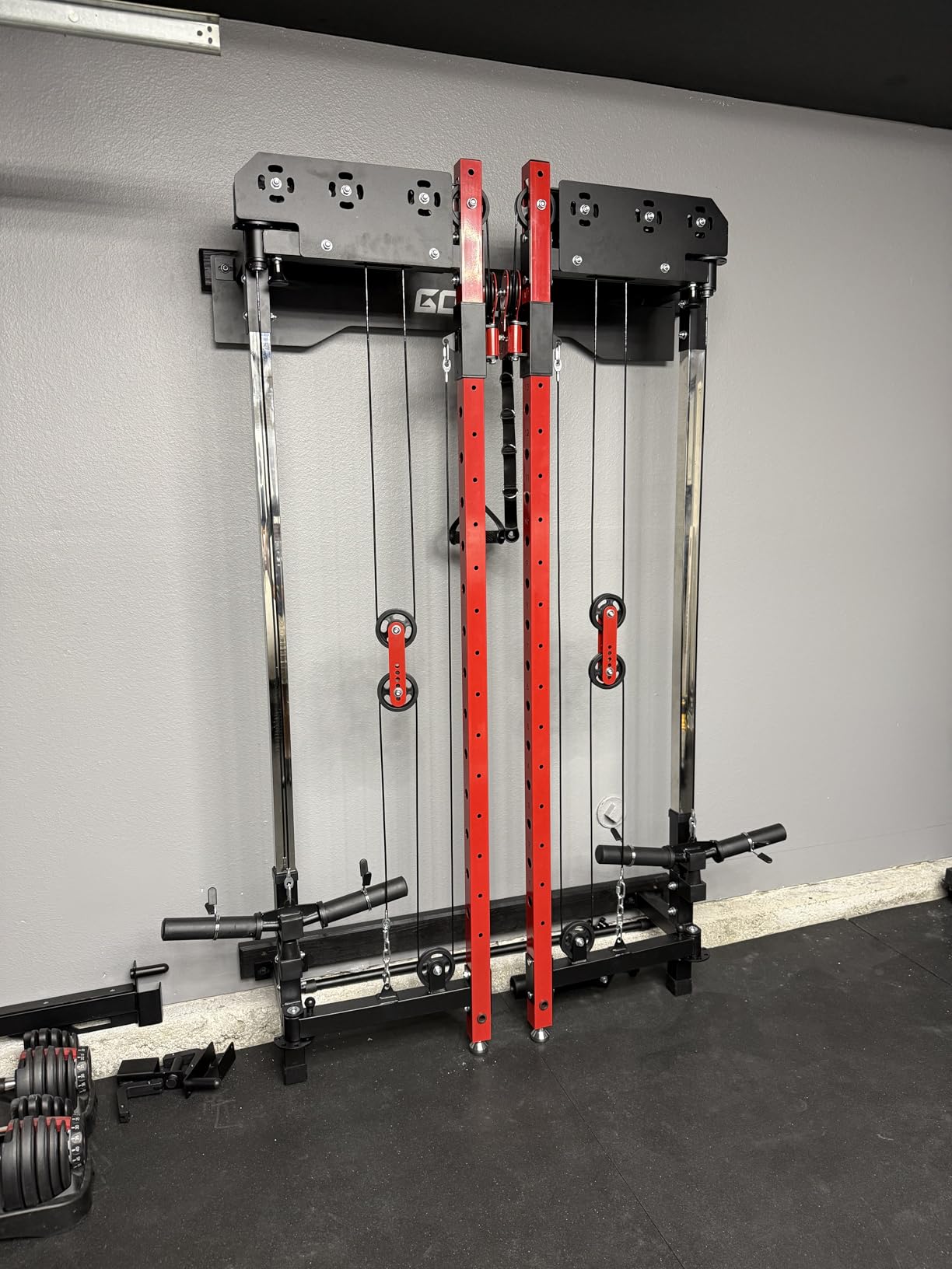 WM3-V4 Folding Squat Rack, Wall Mounted Power Rack with Dual Independent Pulley System, Functional Trainer with 5 Adjustable Function Modes for Space Saving customer photo 1