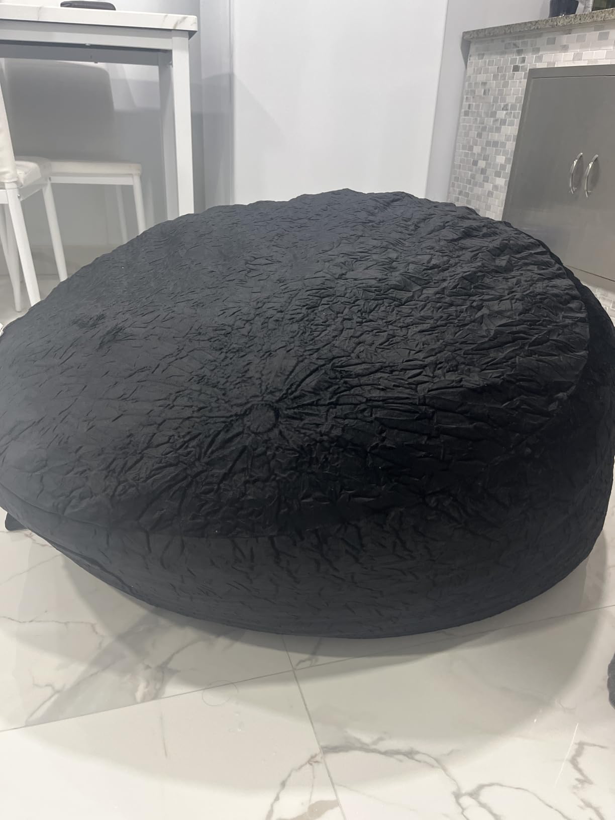 3 Ft Bean Bag Chair, Bean Bag Chairs for Living Room, 3 Foot, Dark Grey - Memory Foam Filling, Filler Included, Soft Velvet Cover, Pocket & Pull-Handle customer photo 1