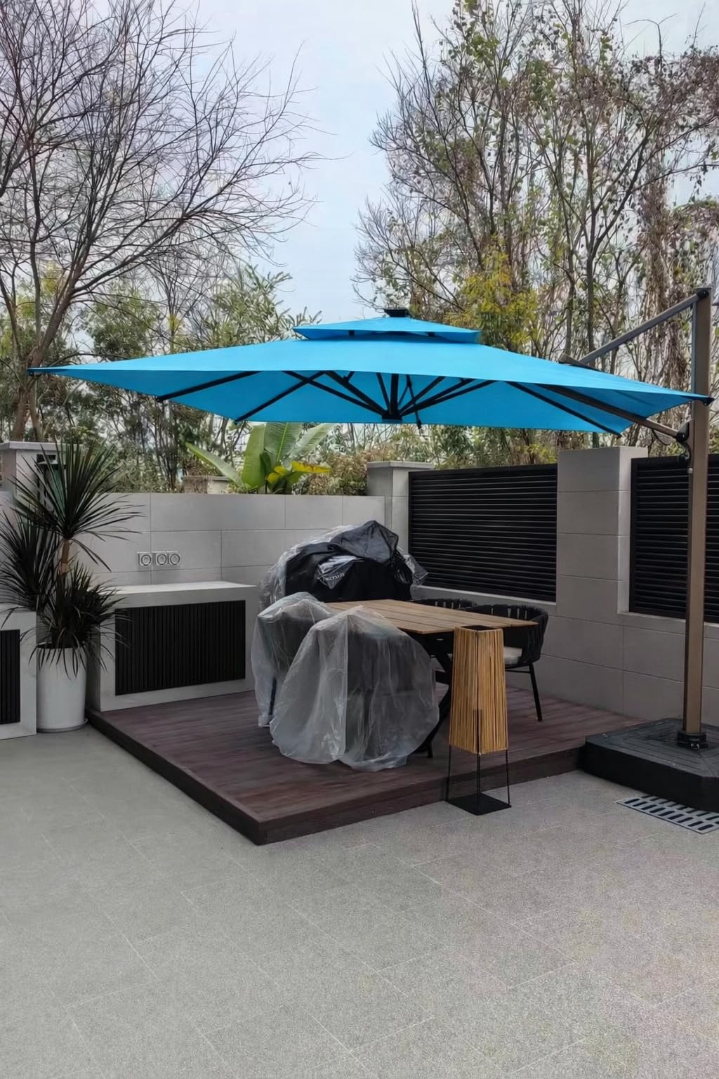 HOTEEL 10x10ft Patio Umbrella Cantilever Umbrella Double Top - Upgrade and Intensify - 360 Rotation and 5 Angles Adjustment - Aluminum Offset Pool Umbrella Outdoor Umbrellas for Patio Garden Deck Pool customer photo 1