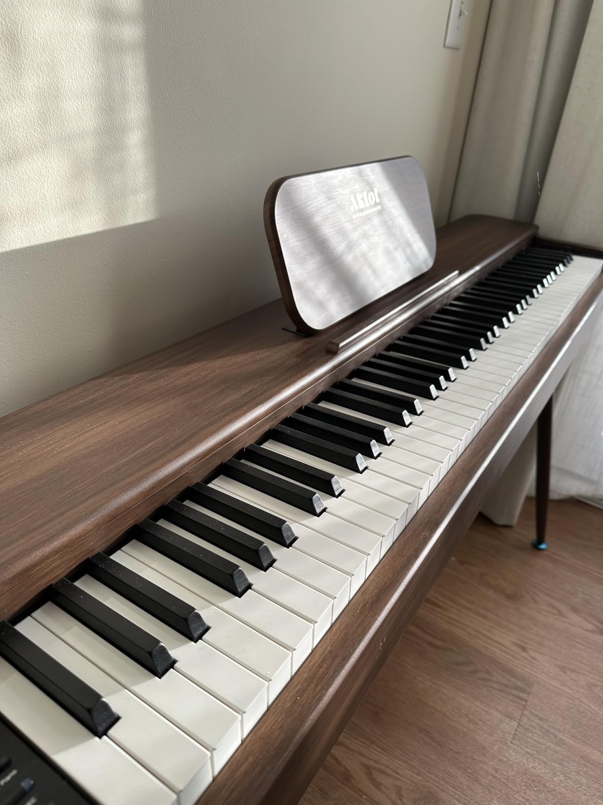 AKLOT Weighted Upright Digital Piano: 88-Key Graded Hammer Action, Ambient Lighting & Sliding Piano Lid, 4 Classic Pianos Tones, Triple Pedal, Dual 25W Stereo Speakers, Headphones & Lesson Book customer photo 1