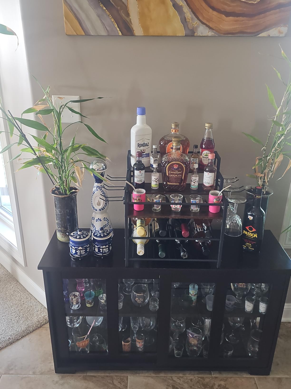 5-Tier Liquor Bottle Display Shelf, Holds up to 20 Bottles, Countertop Wine Racks with 6 Wine Glass Holders customer photo 1