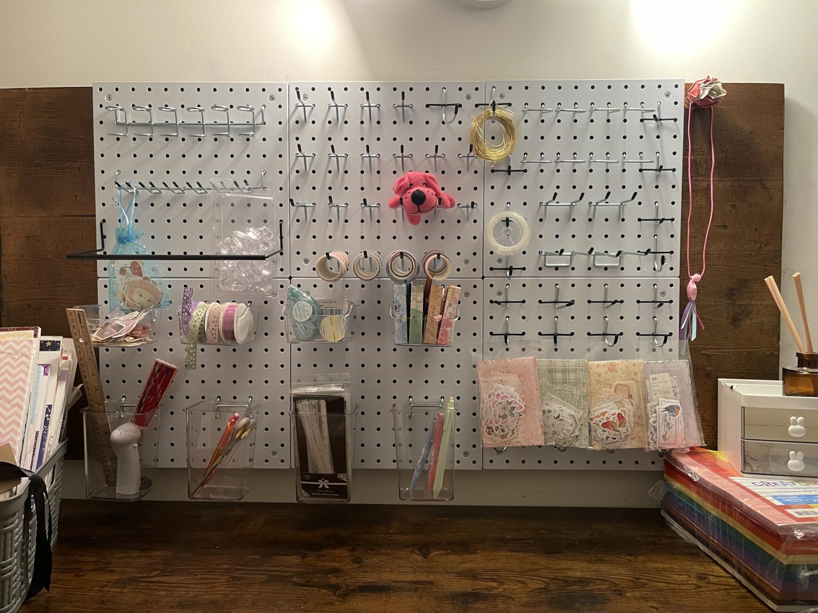 Peg Board Kit, Includes Pegboard and Accessories, with Hooks and Bins, Peg Board Wall Organizer for Office, Ornaments Display, Crafts Organization (66, Black) customer photo 1