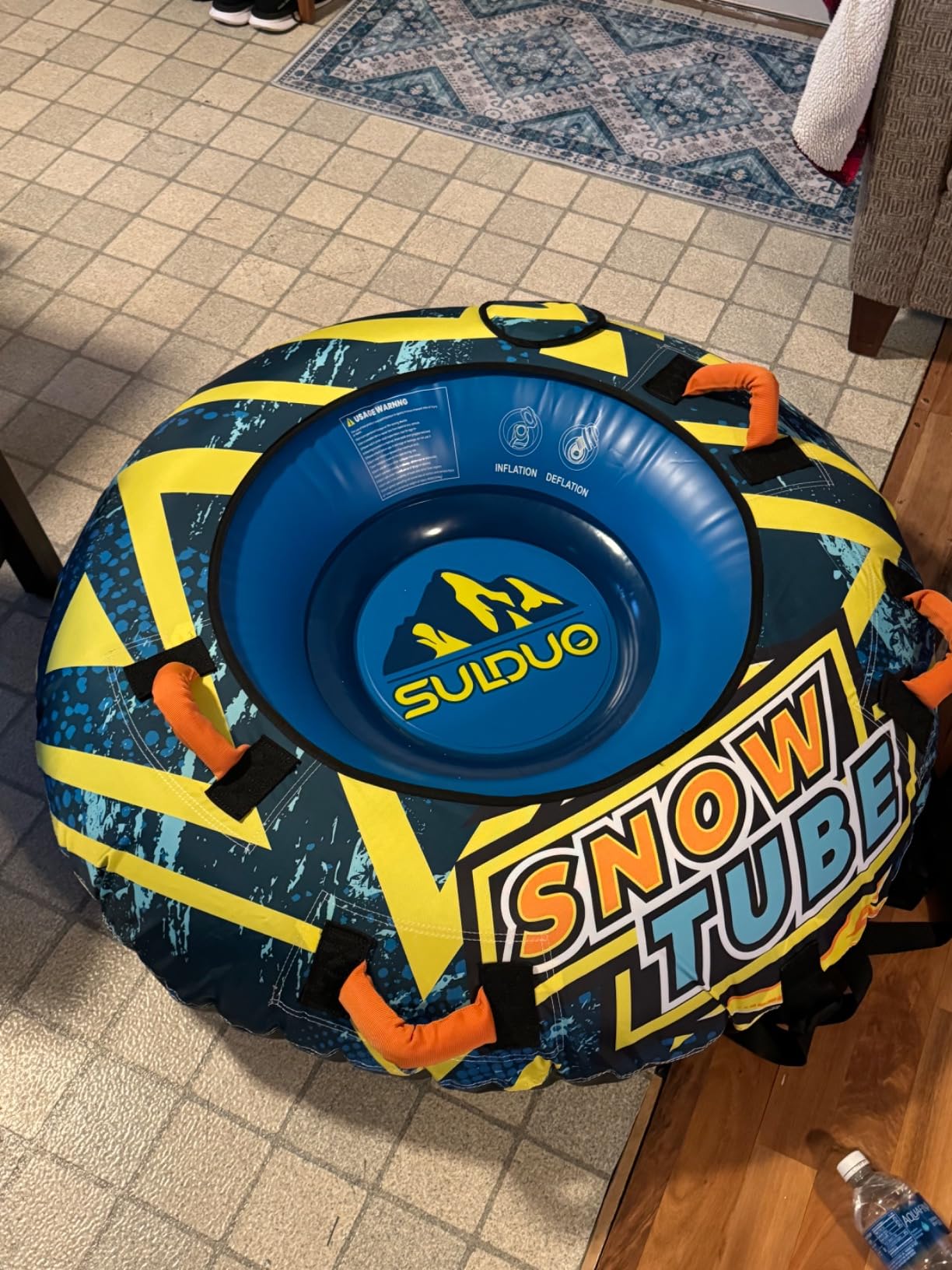 47'' Heavy Duty Snow Tube with Premium Canvas Cover and 4 Foam Filled Handles, Inflatable Snow Sled for Kids and Adult, Thickened Hard Bottom Snow Tubes for Winter Outdoor Fun Sledding customer photo 2