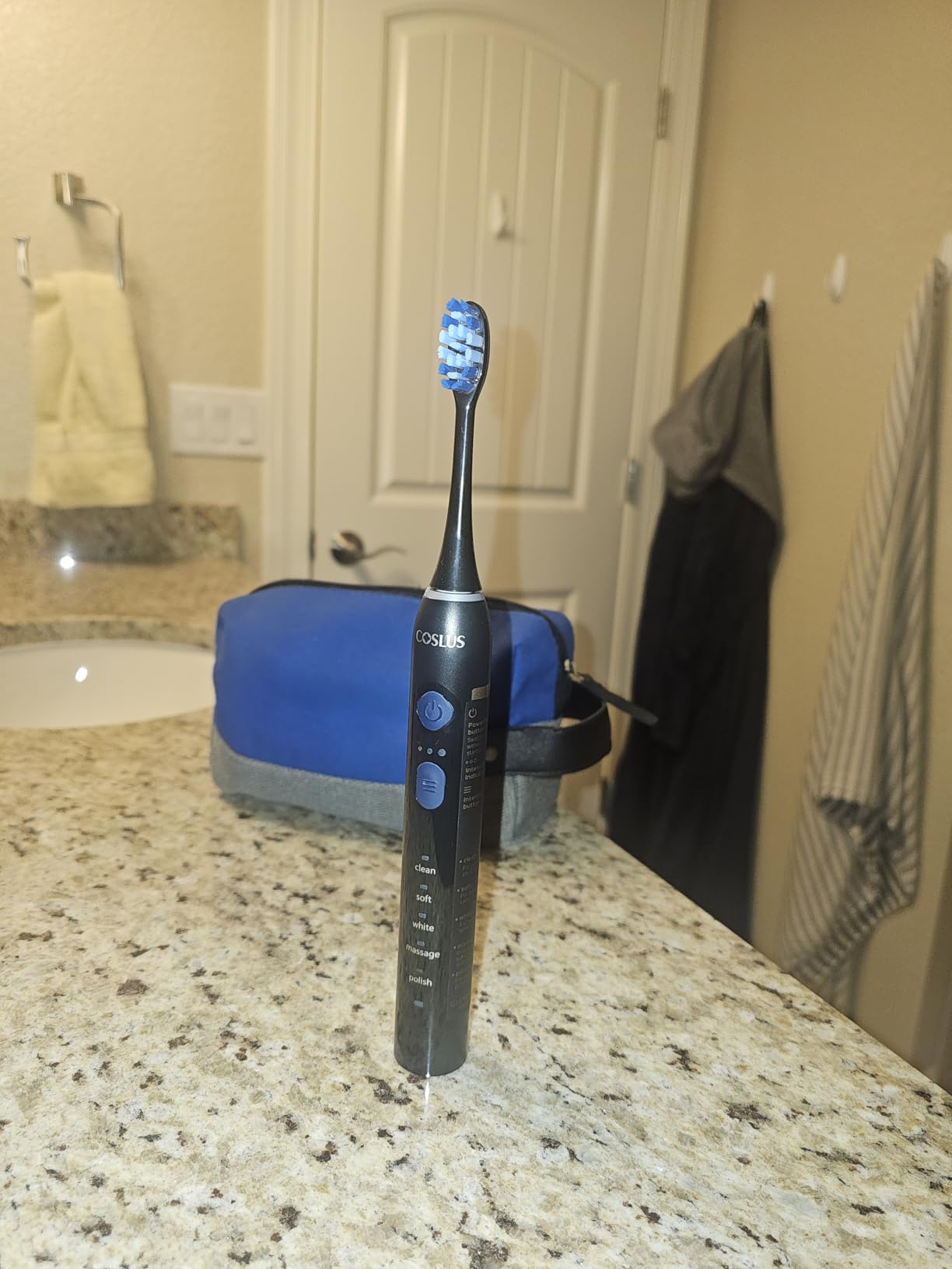 COSLUS C30 Electric Toothbrush for Adults, Effective Yet Gentle Ultra-Clean | 3 Intensities & 5 Modes, 2 Types Soft or Medium Firm Heads, Daily Care, Compact for Travel Home Family Use, 1PC, Black customer photo 1