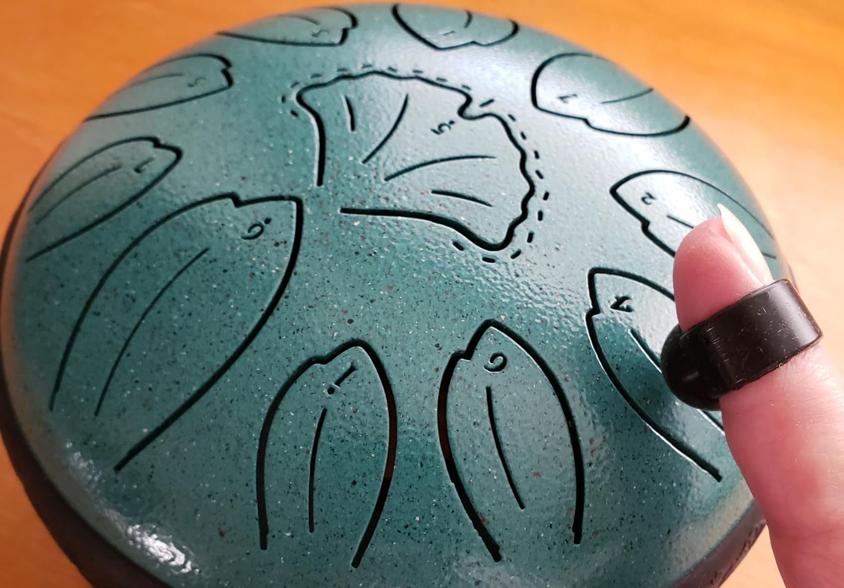 Steel Tongue Drum 6 Inch 11 Notes Musical Instrument, Rain Drum Style Gift | Adults & Beginners Percussion for Music Education, Calming, Relaxation, Meditation (Malachite) customer photo 2